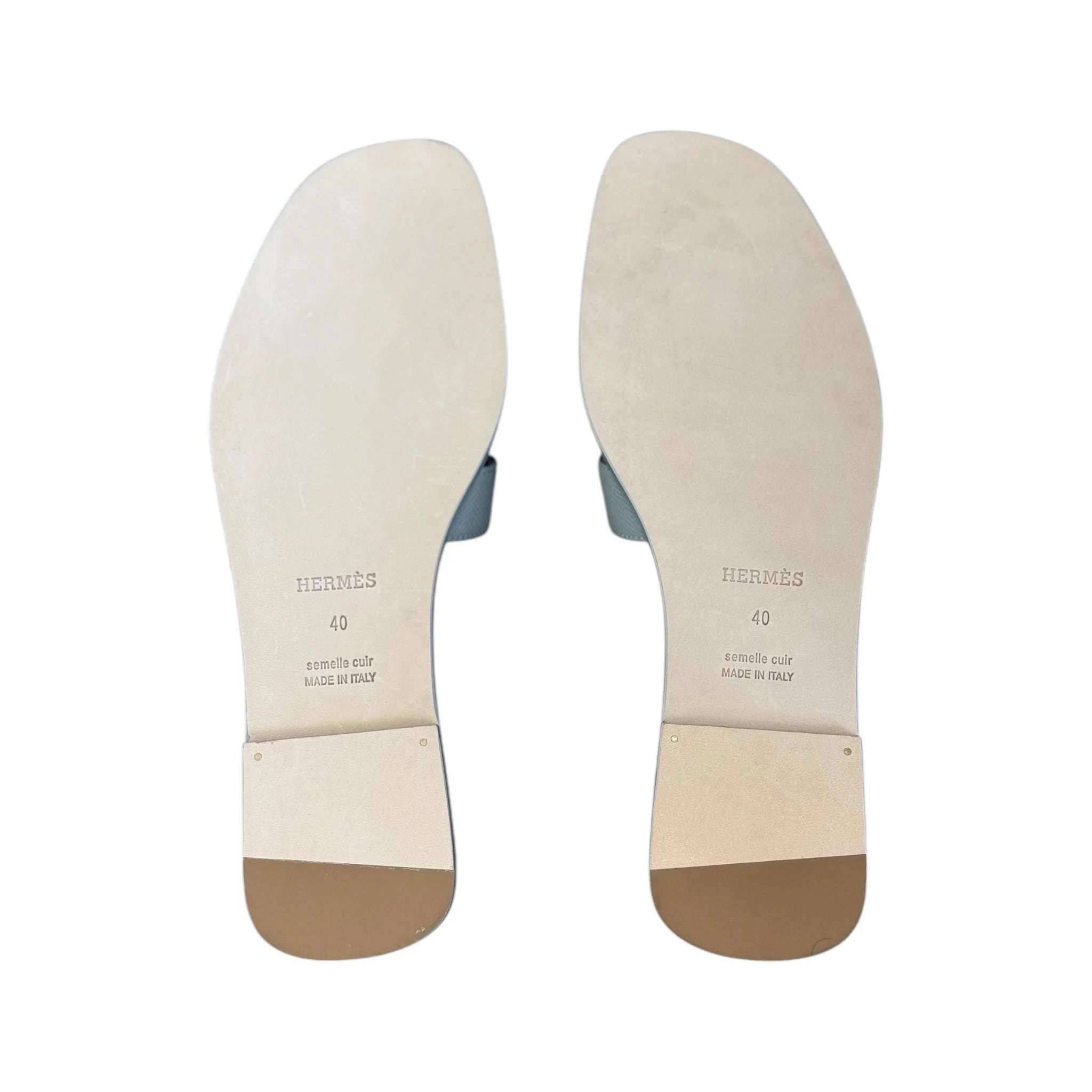 Hermes Oran Sandal Bleu Glacier Epsom - 40 UK 7 HERMES