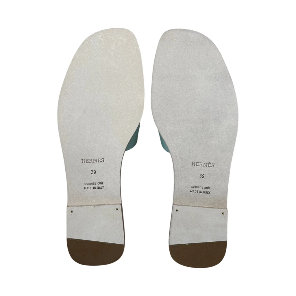 Hermes Oran Sandal Epsom Vert Jade Epsom 39 UK6 HERMES