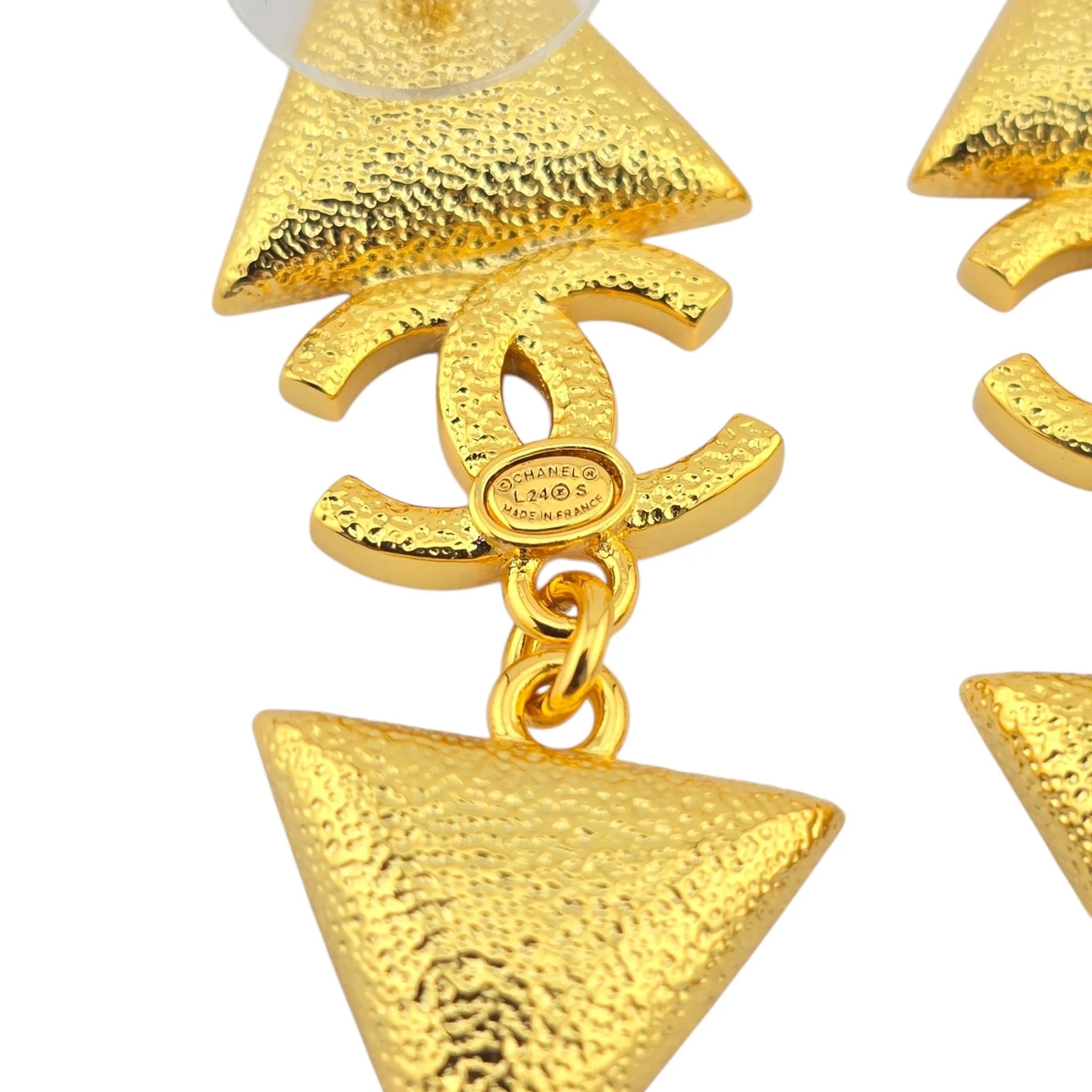 Chanel CC Strass Black Gold Drop Earrings 2024 CHANEL