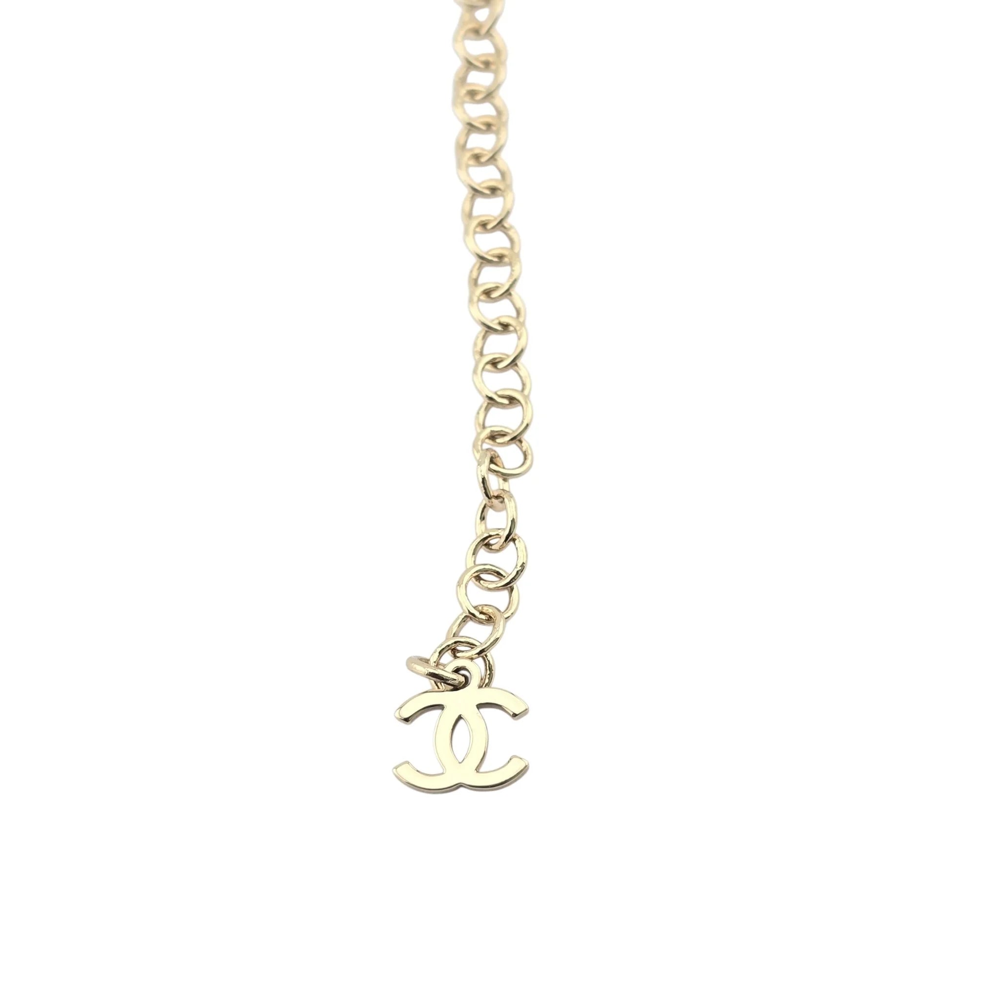 Chanel CC Pearl Gold Long Necklace Black White 2024 CHANEL