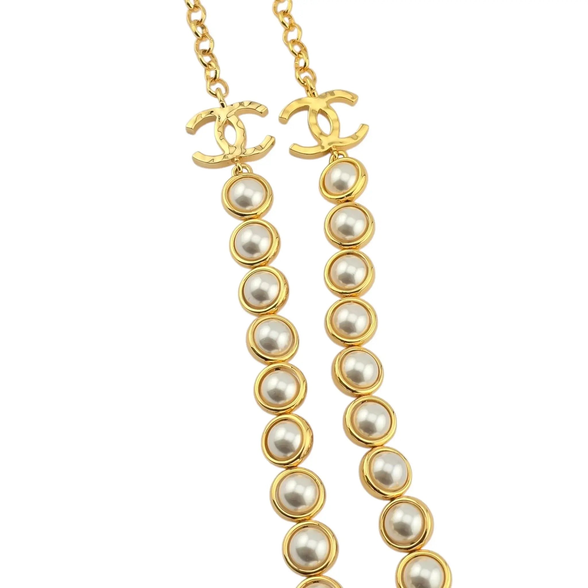 Chanel CC Long Gold Faux Pearl Necklace 2024 CHANEL