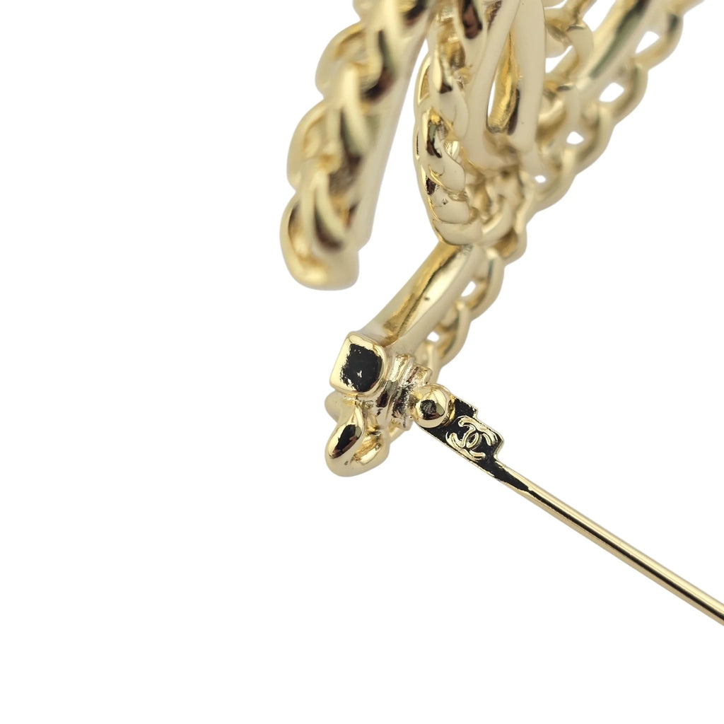 Chanel CC Chain Crystal Gold Brooch 2021 CHANEL