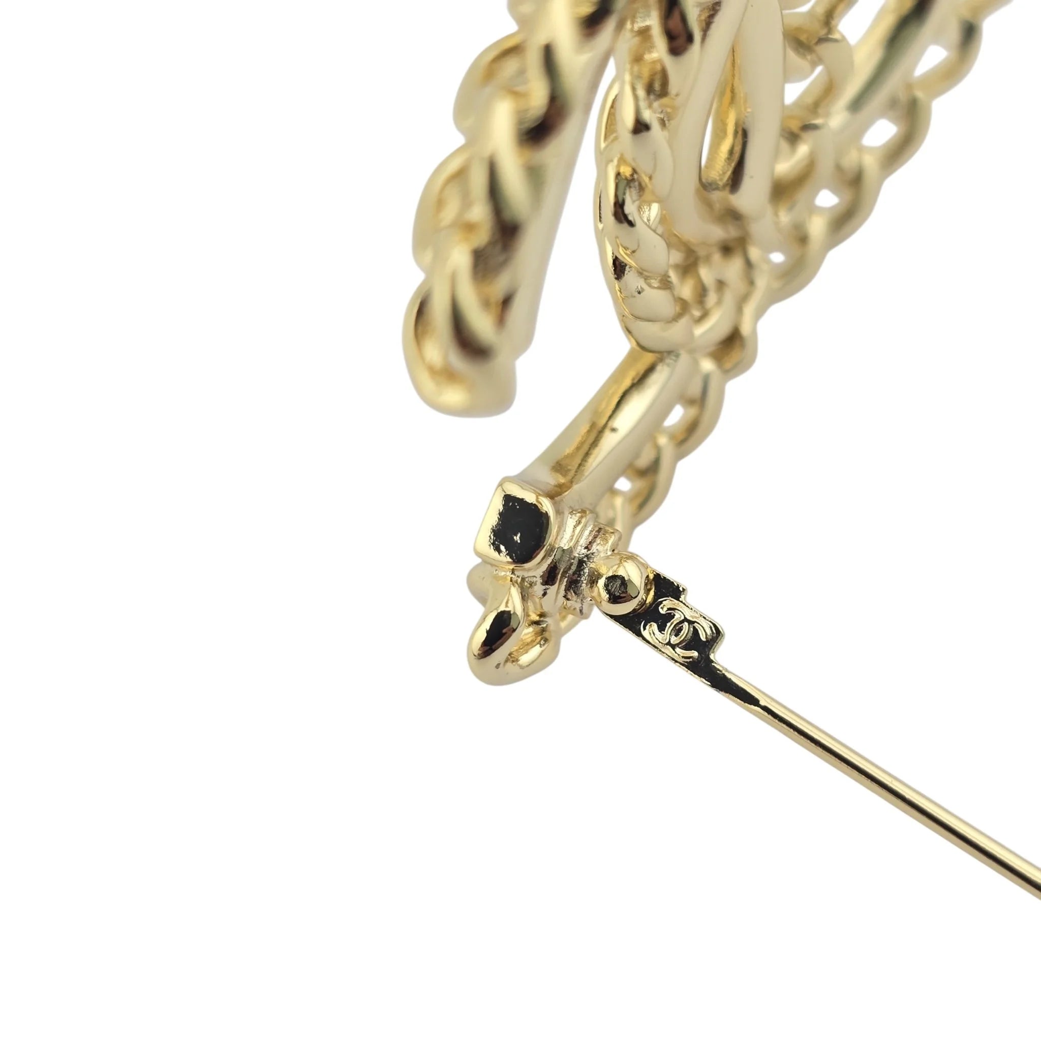 Chanel CC Chain Crystal Gold Brooch 2021 CHANEL