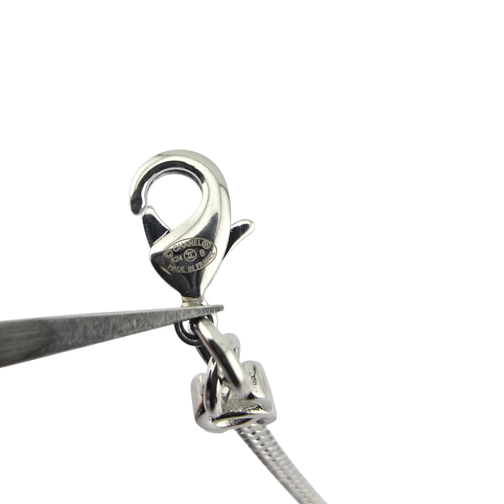 Chanel CC Metal Thin Silver Necklace 2024 CHANEL
