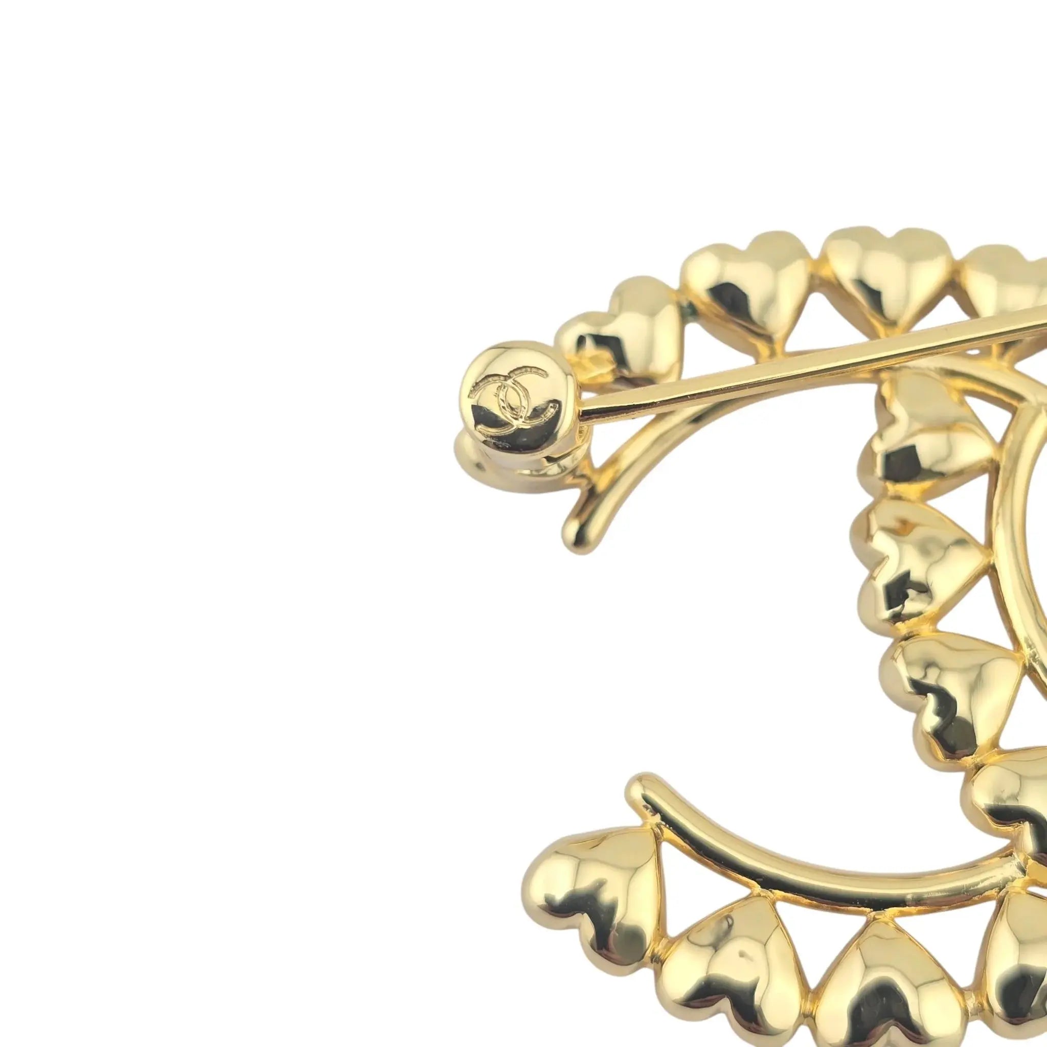 Chanel CC Metal Gold Hearts Brooch 2023 CHANEL