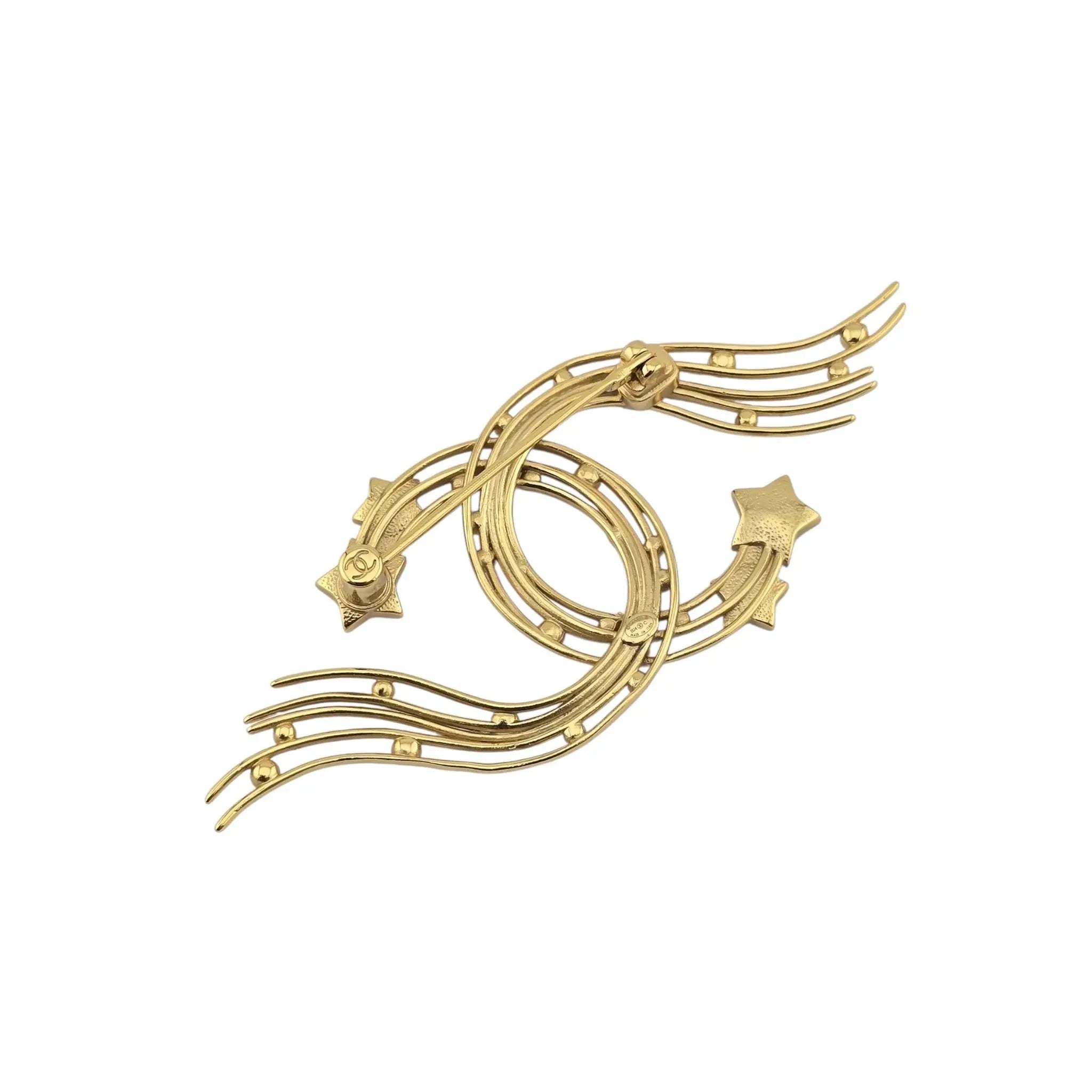 Chanel CC Gold Pearl White Star Brooch B24 CHANEL