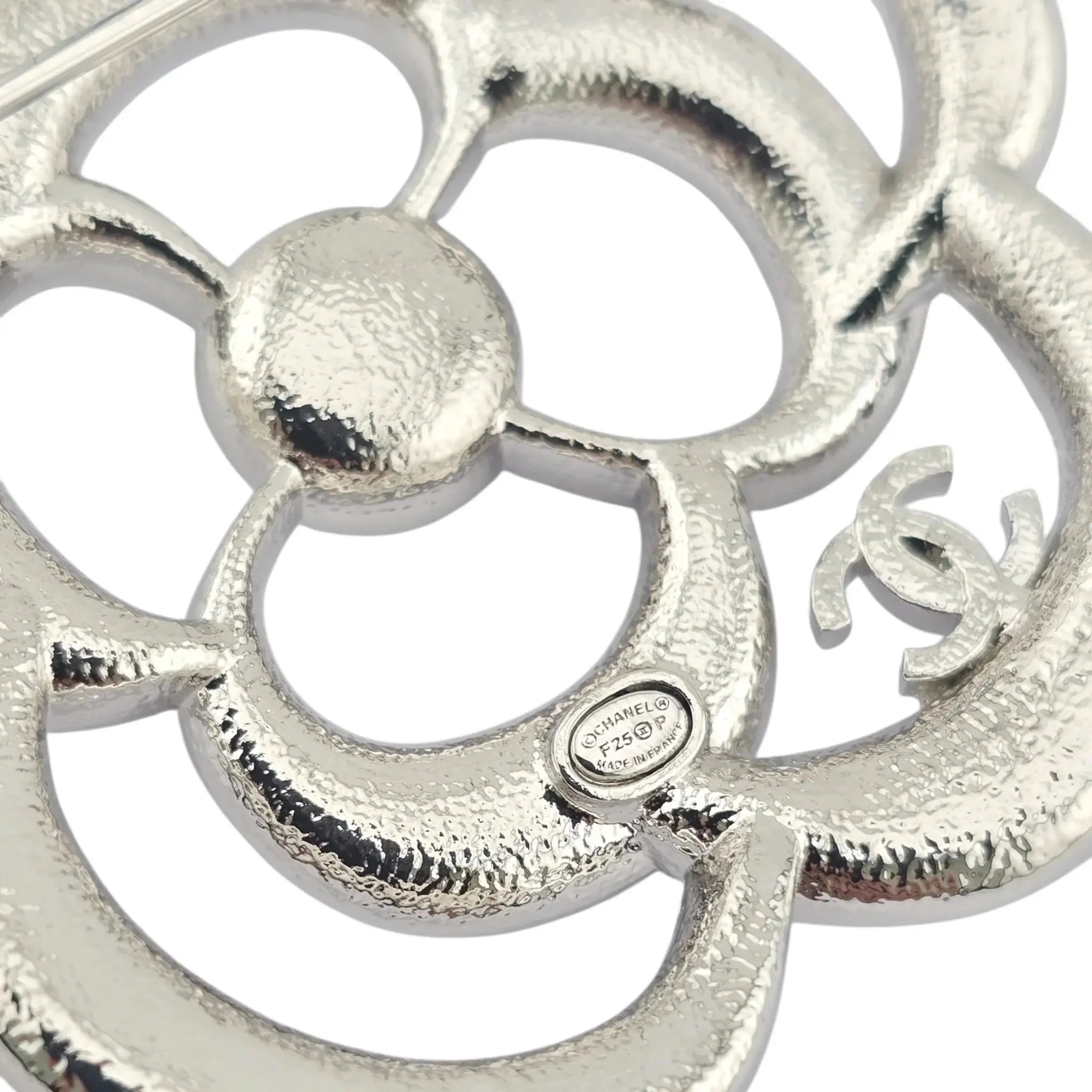 Chanel CC Silver Crystal Camellia Flower Brooch 2025 CHANEL