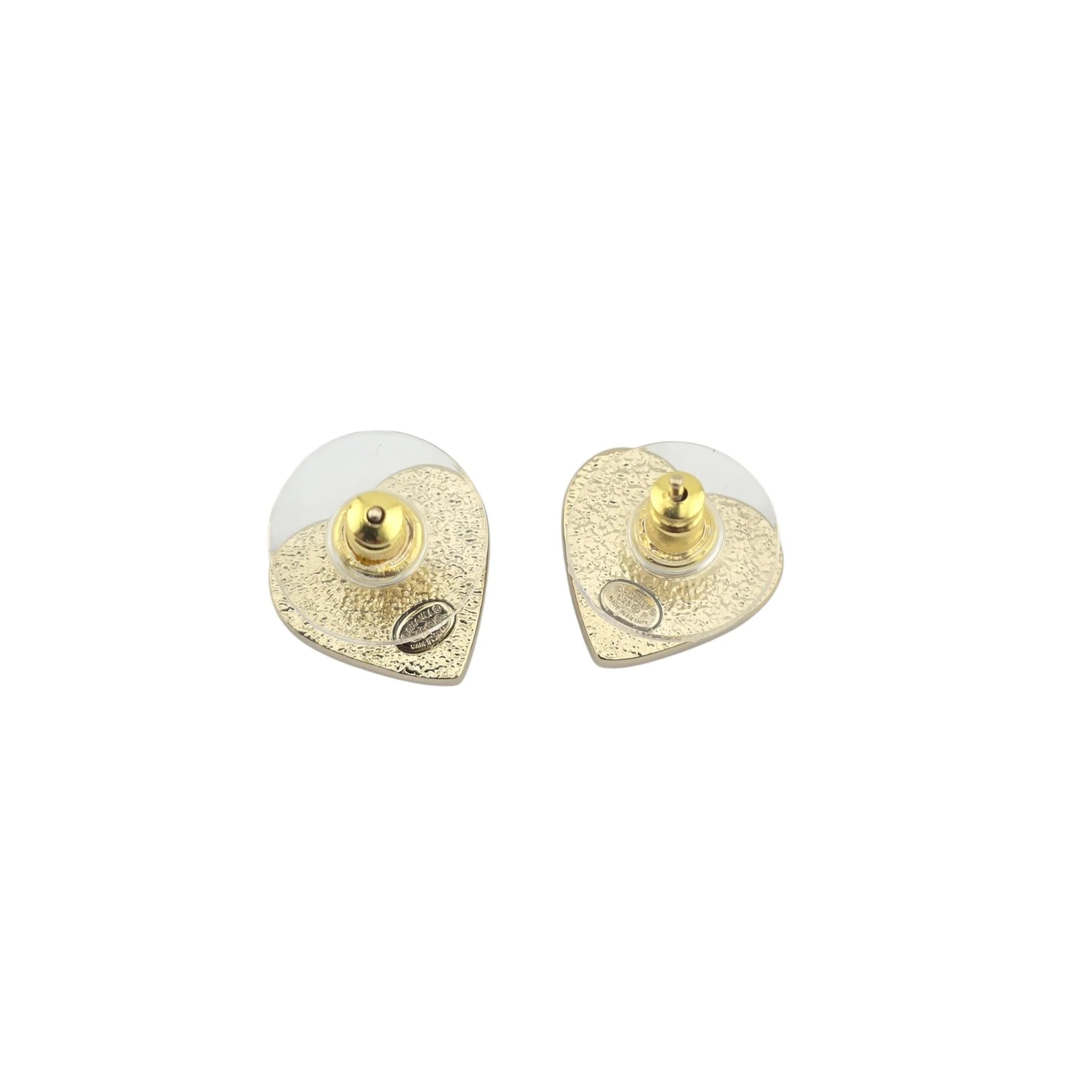 Chanel CC White Enamel Heart Stud 2025 CHANEL