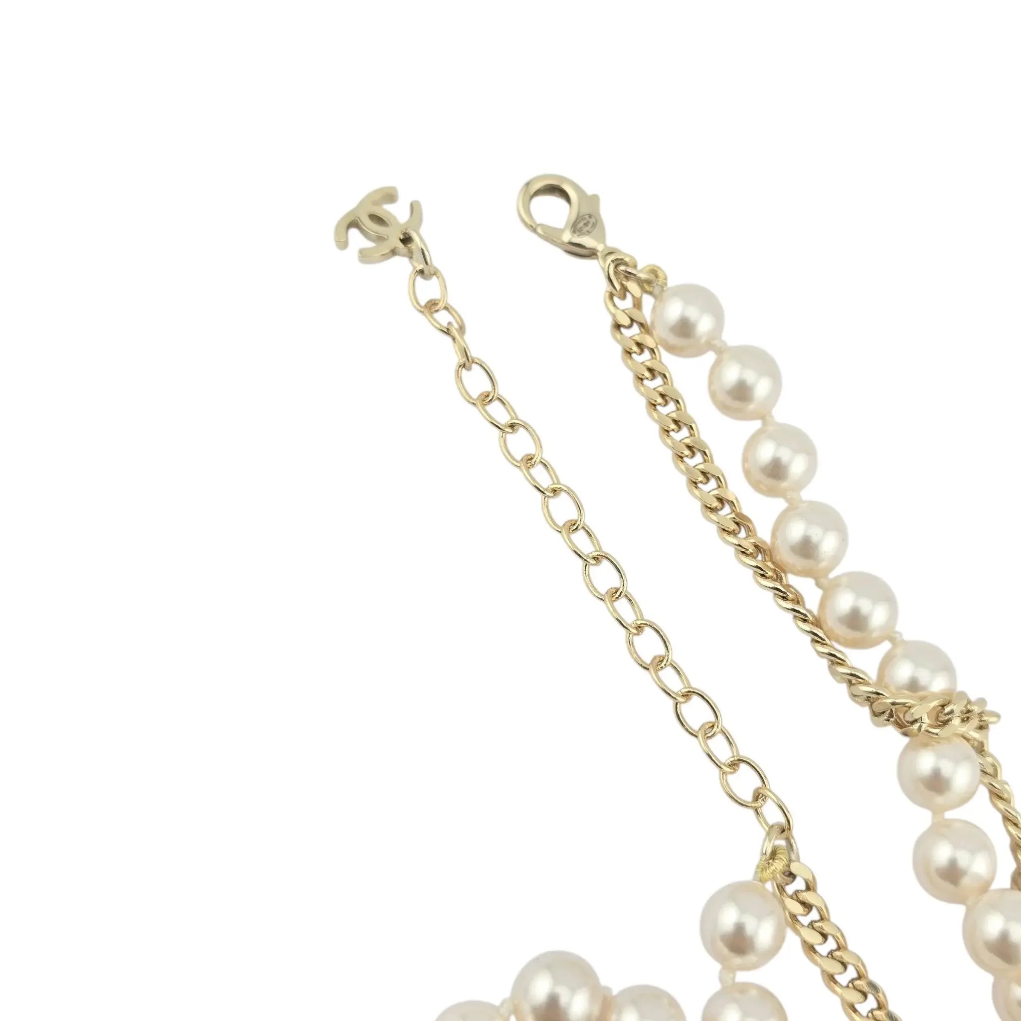 Chanel CC Large Pendant Long Faux Pearl Layered Necklace 2021 CHANEL