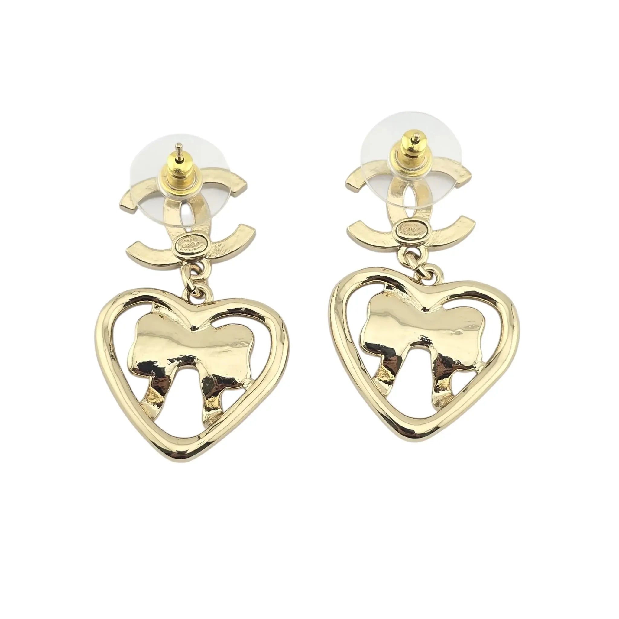 Chanel CC Heart Bow Drop Earrings 2025 CHANEL