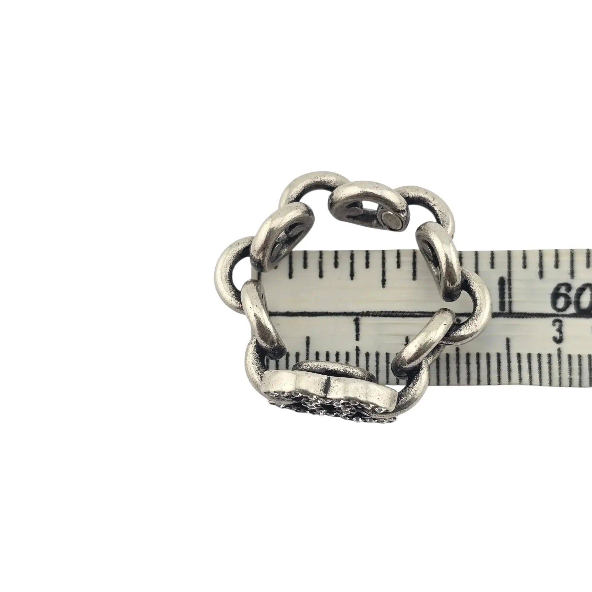 Chanel CC Silver Crystal Ring CHANEL