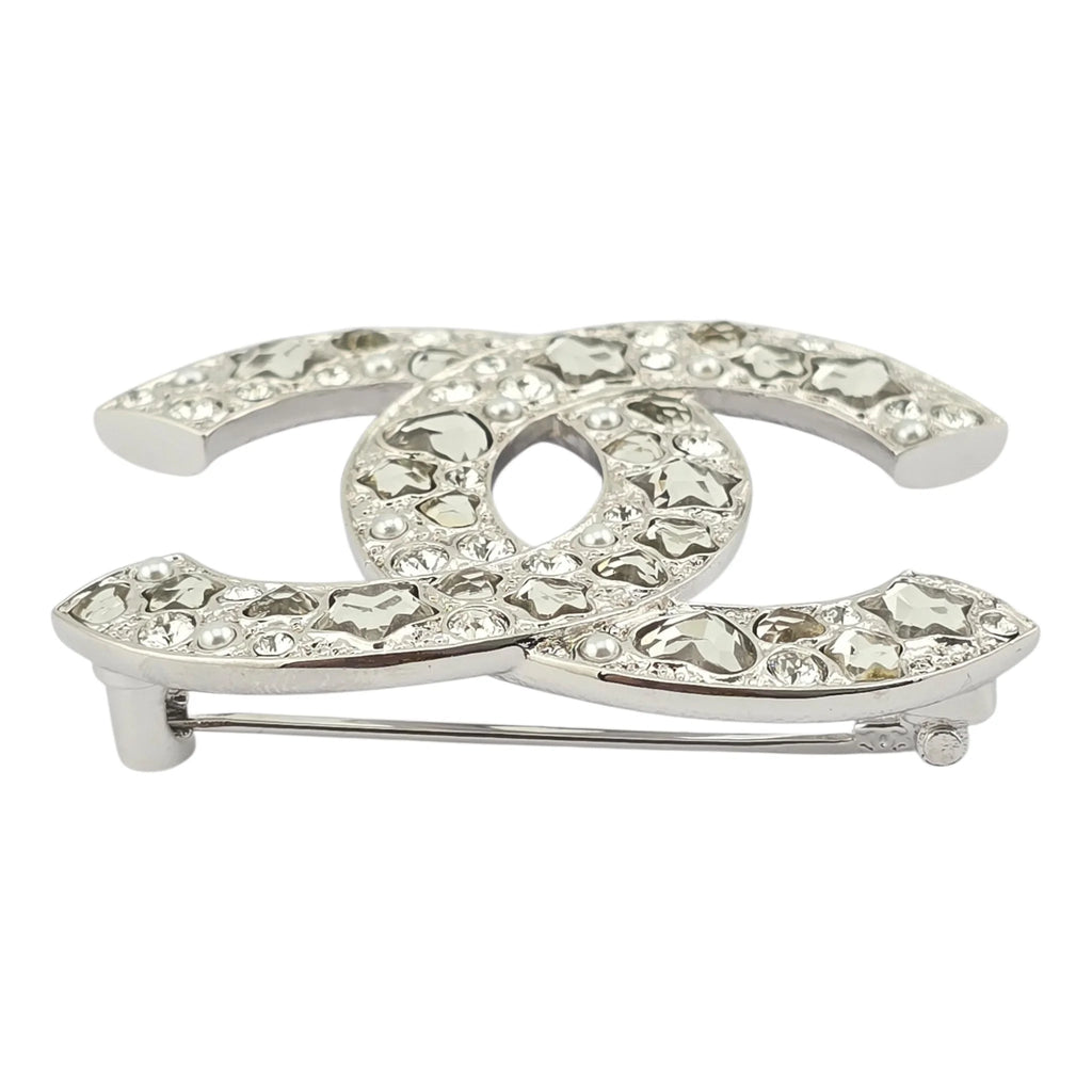 Chanel CC Silver Star Crystal Brooch 2025 CHANEL