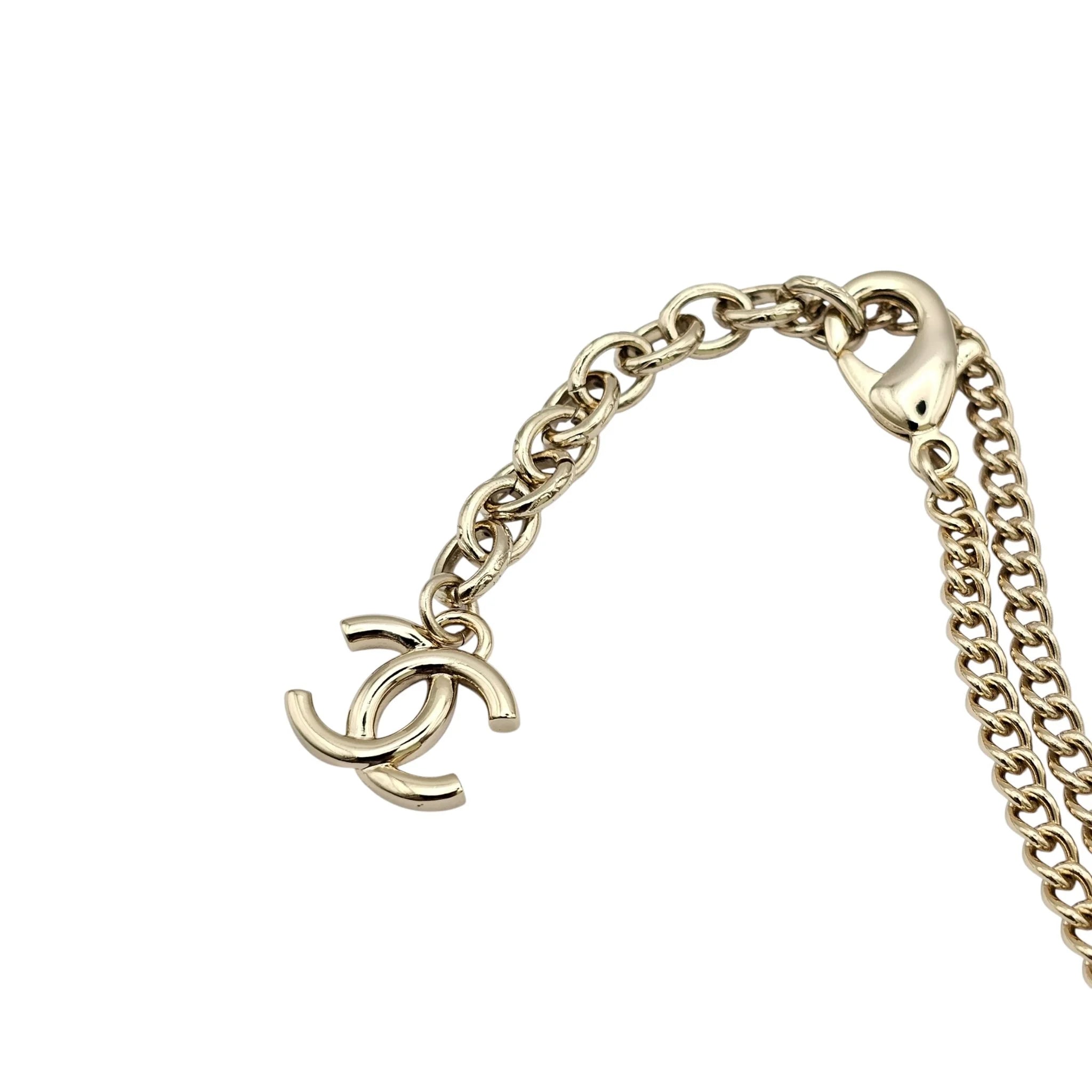 Chanel CC Resin Metal Strass Multi Color Heart Shape Necklace 2024 CHANEL