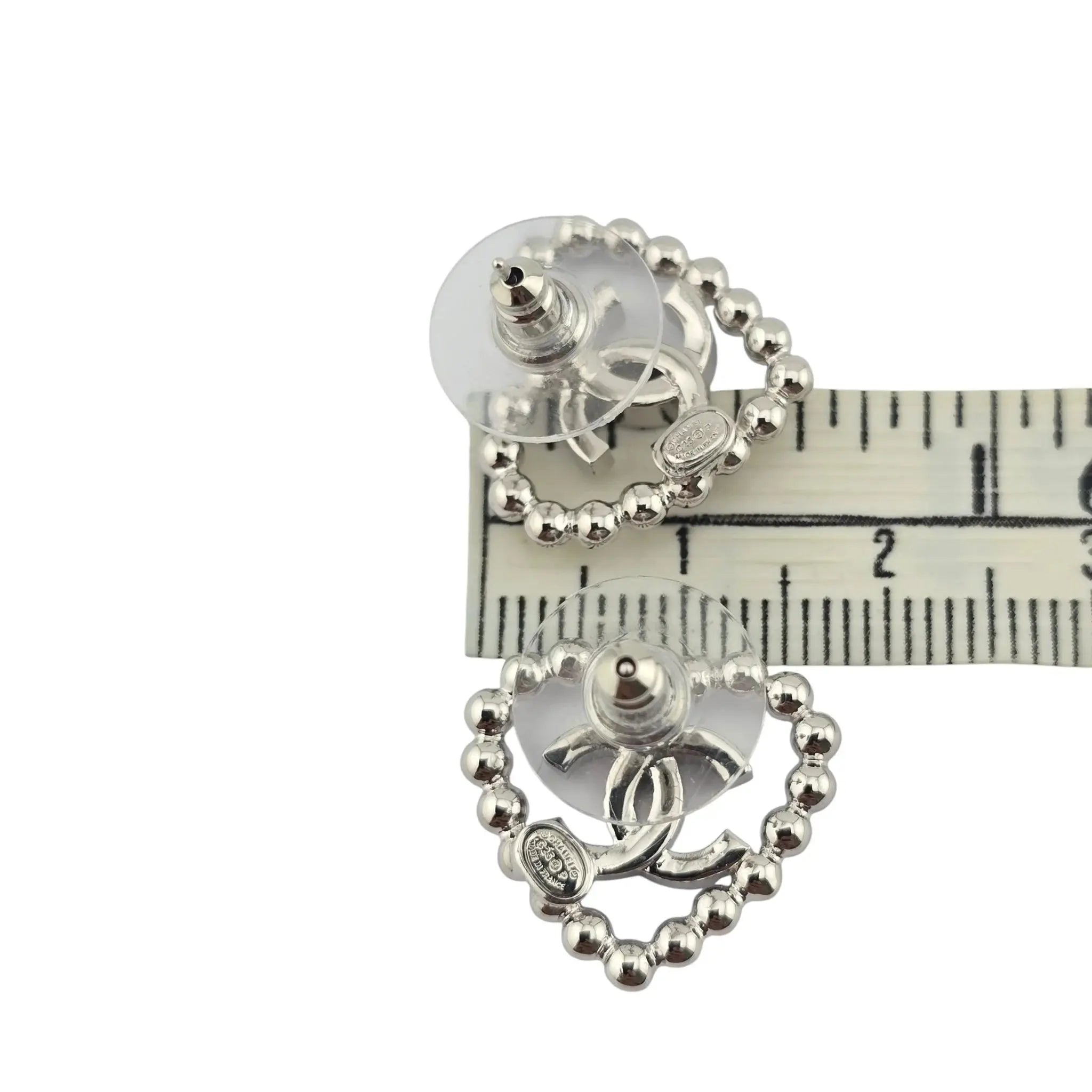 Chanel CC Crystal Heart Silver Earrings 2025 CHANEL