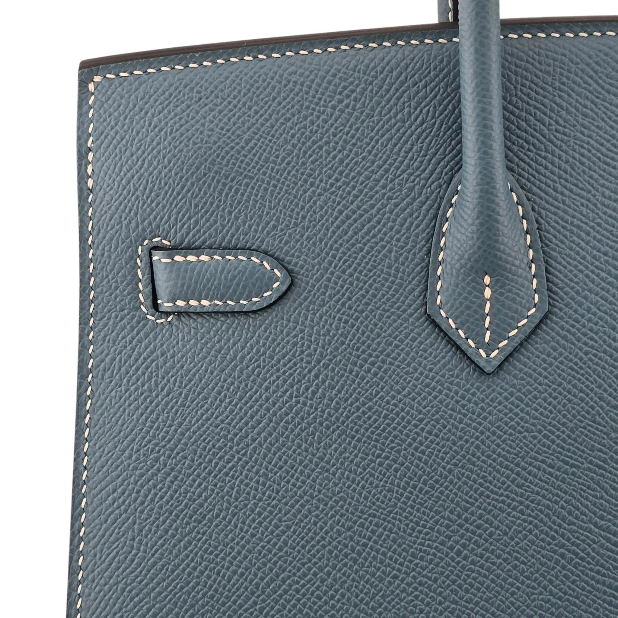 Hermes Birkin 25 Bleu Jean Epsom PHW Bag HERMES