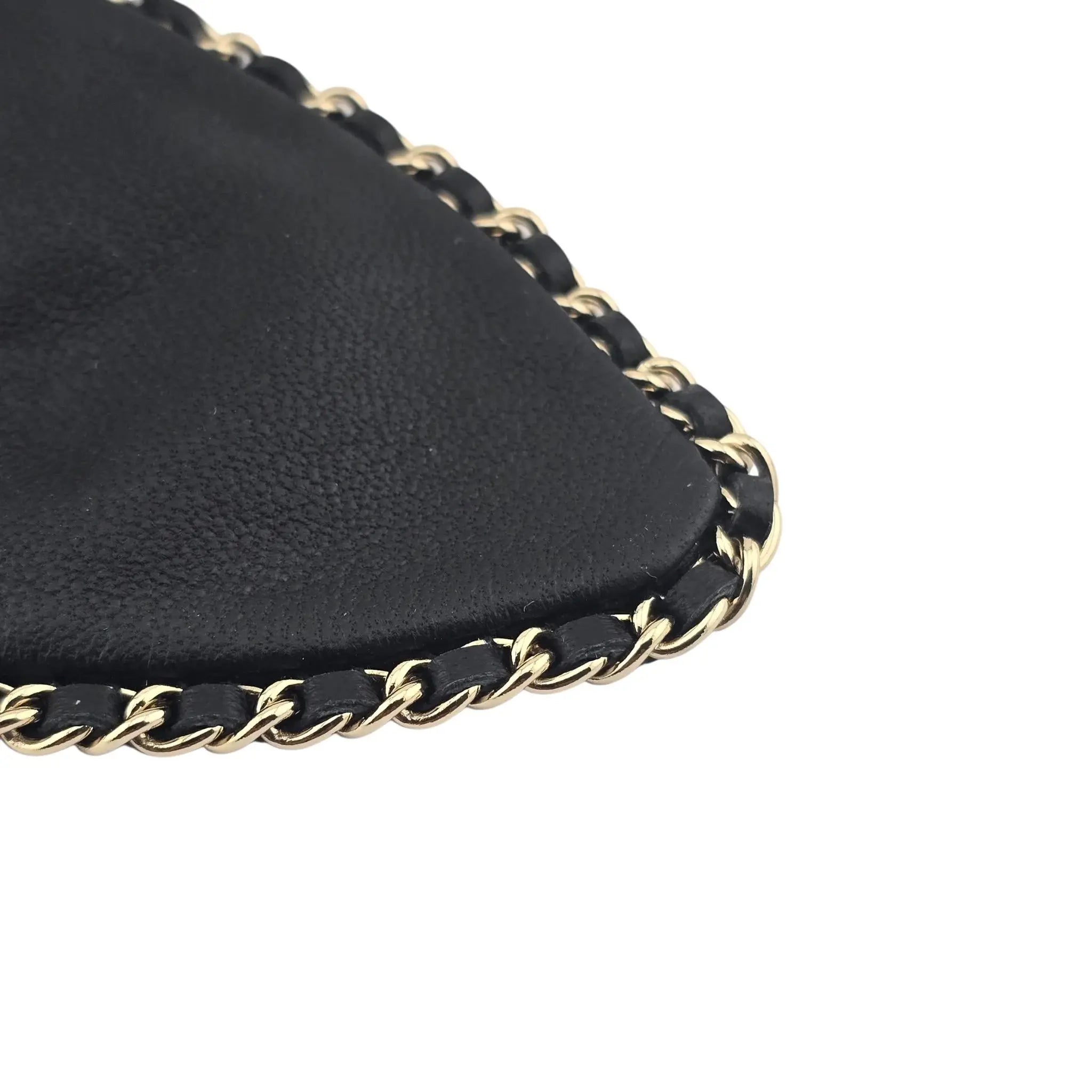 Chanel CC Lambskin Chain Hair Bow Tie Black Gold CHANEL