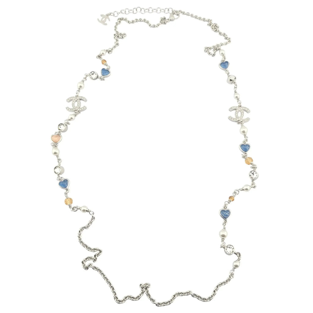 Chanel CC Long Necklace Heart Pendants 2025 CHANEL