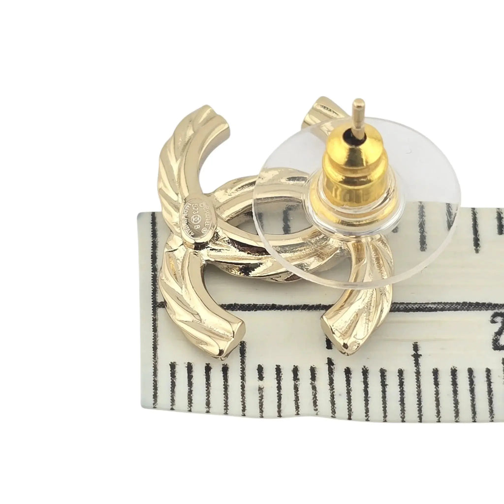 Chanel CC Gold Crystal Earrings 2023 CHANEL