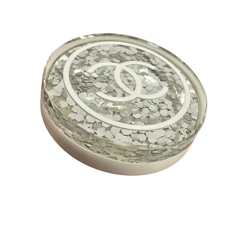 Chanel CC White Resin Round Earrings 2024 CHANEL
