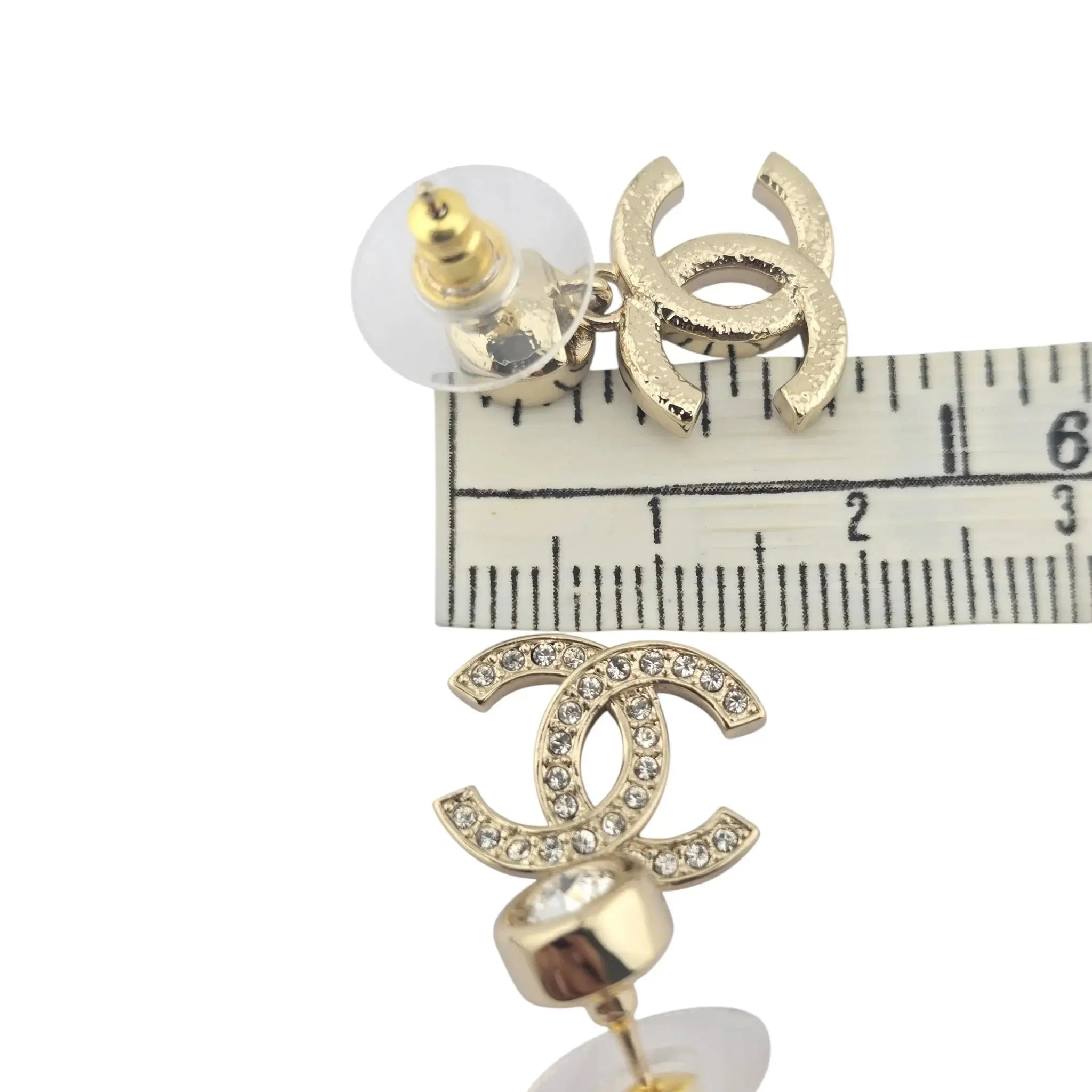 Chanel CC Gold Drop Crystal Earrings 2025 CHANEL