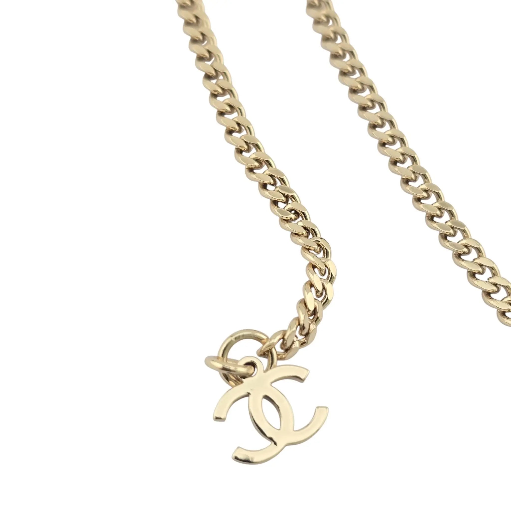 Chanel CC Gold Crystal Pendant Necklace 2024 CHANEL