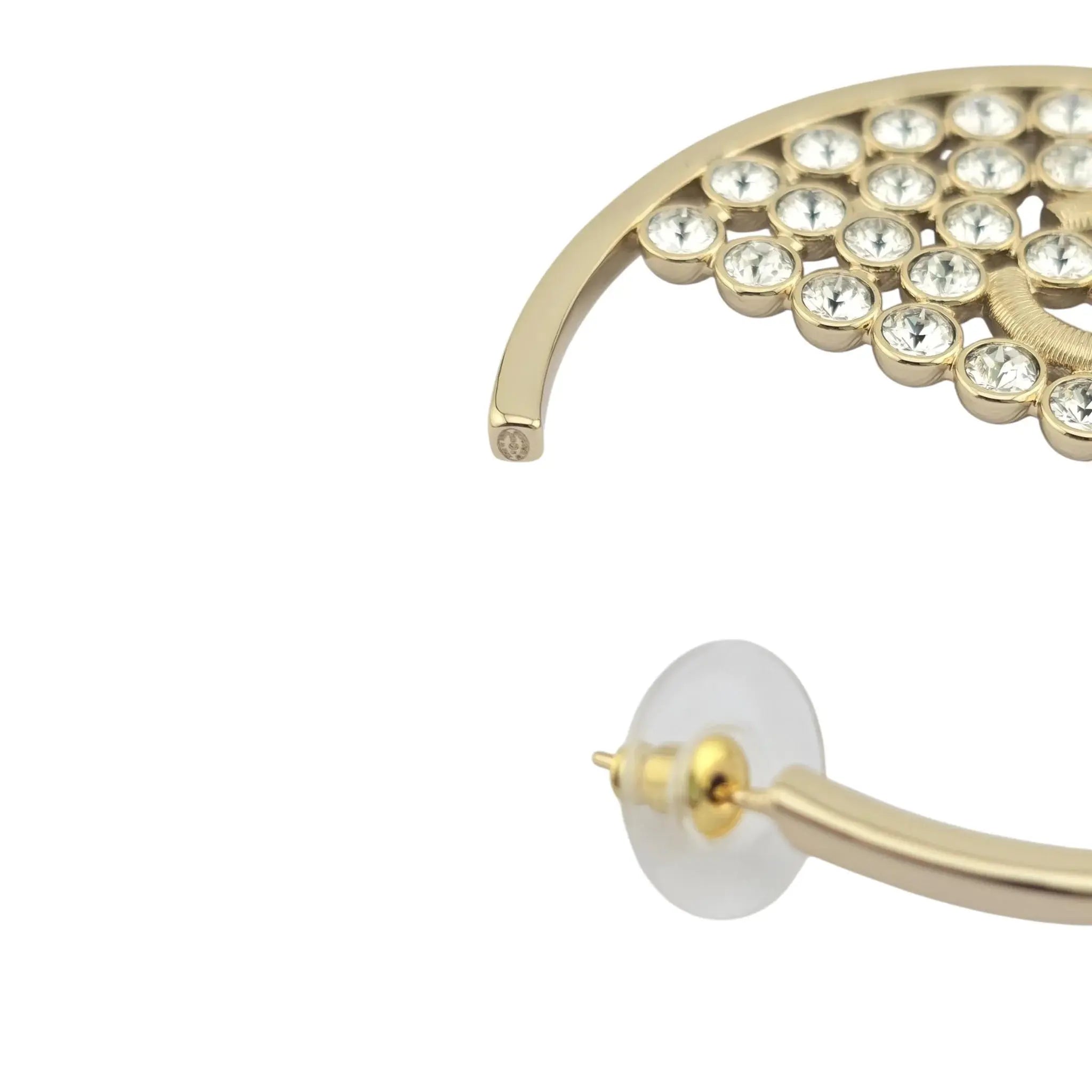 Chanel CC Crystal Gold Hoop Earrings SS23 CHANEL
