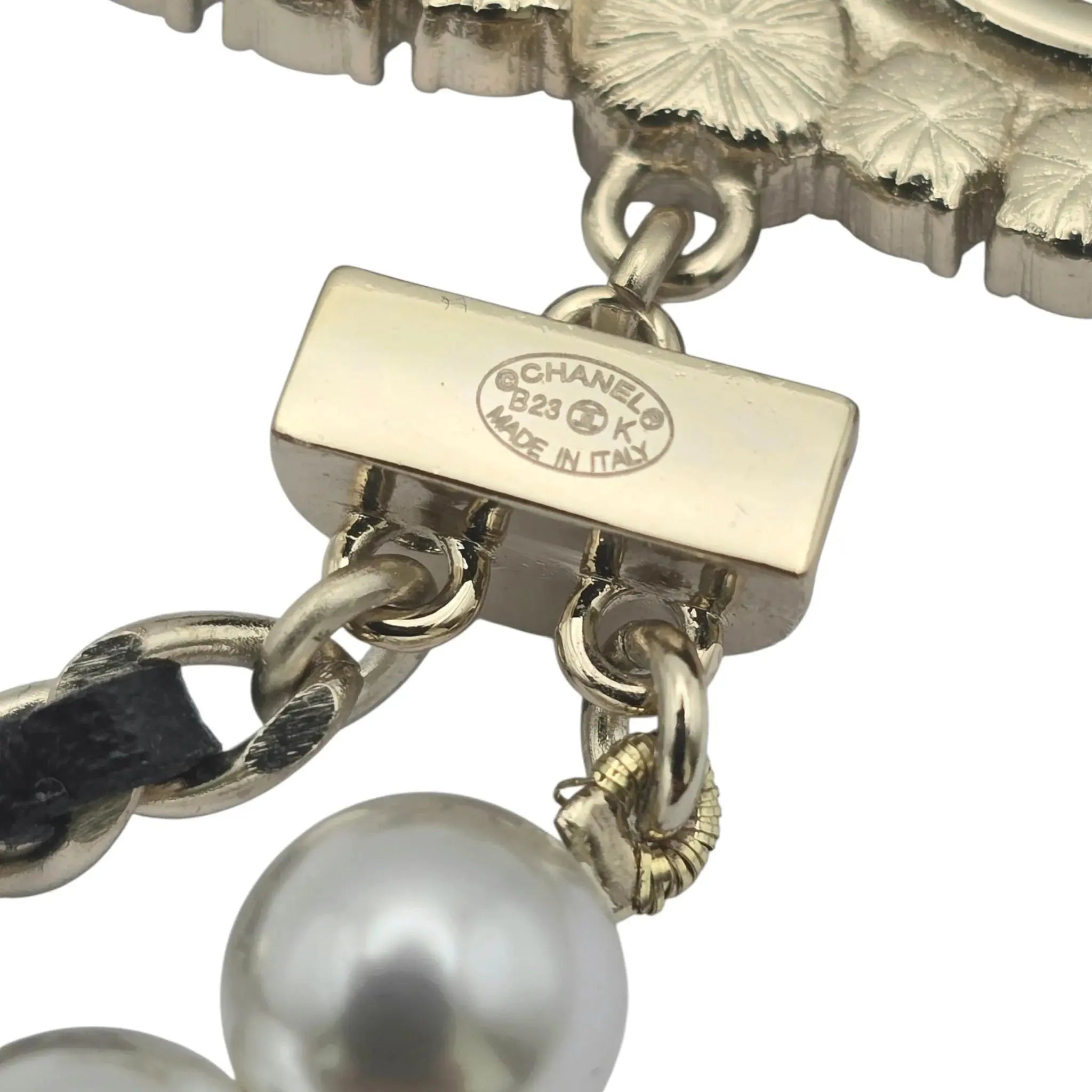 Chanel CC Long Faux Pearl Leather Necklace 2023 CHANEL