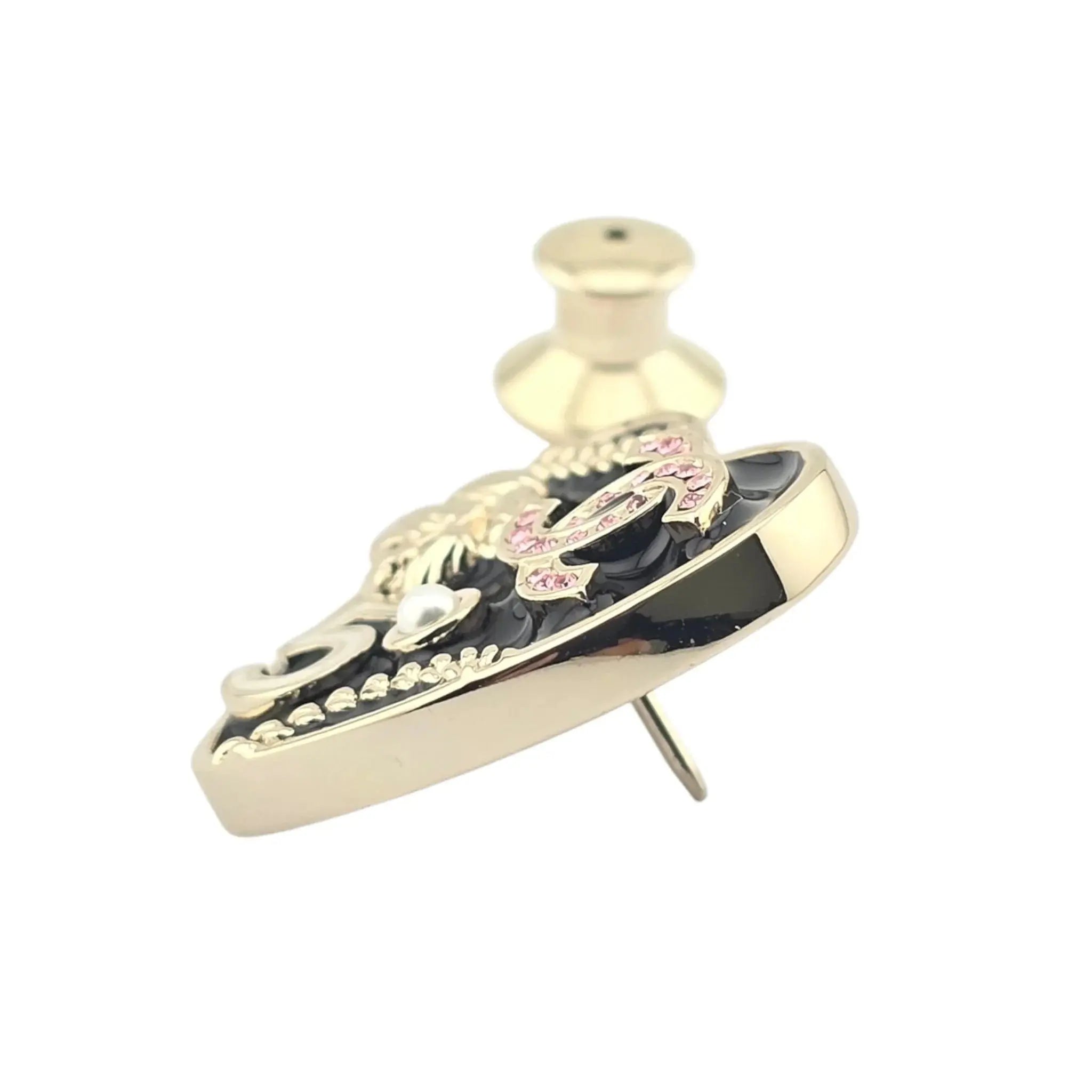 Chanel CC Black Heart Pin Brooch 2024 CHANEL