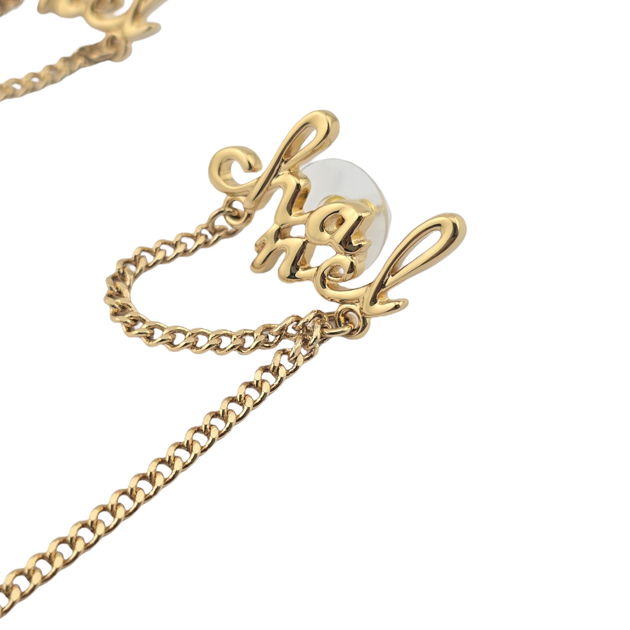 Chanel CC Logo Drop Chain Gold Earrings 2024 CHANEL