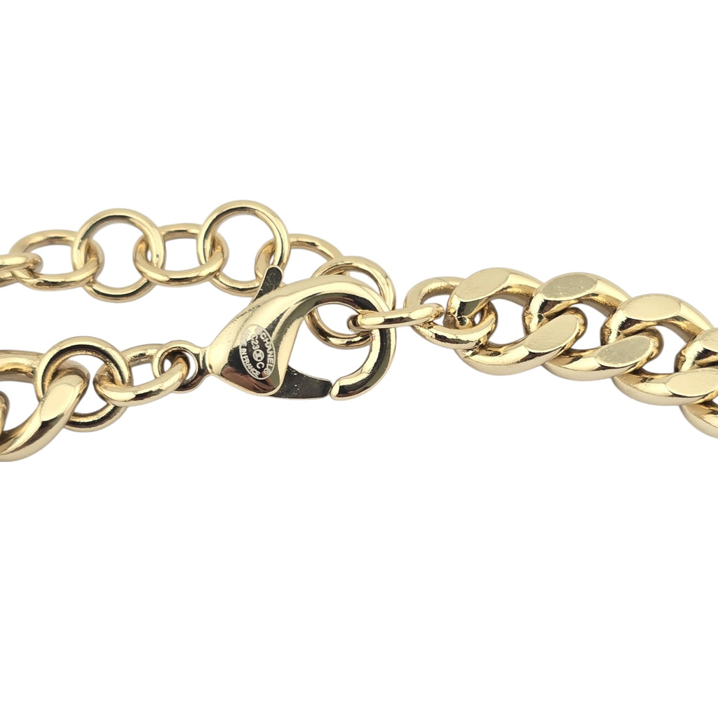 Chanel CC Heart Pendant Gold Choker Necklace 2023 CHANEL