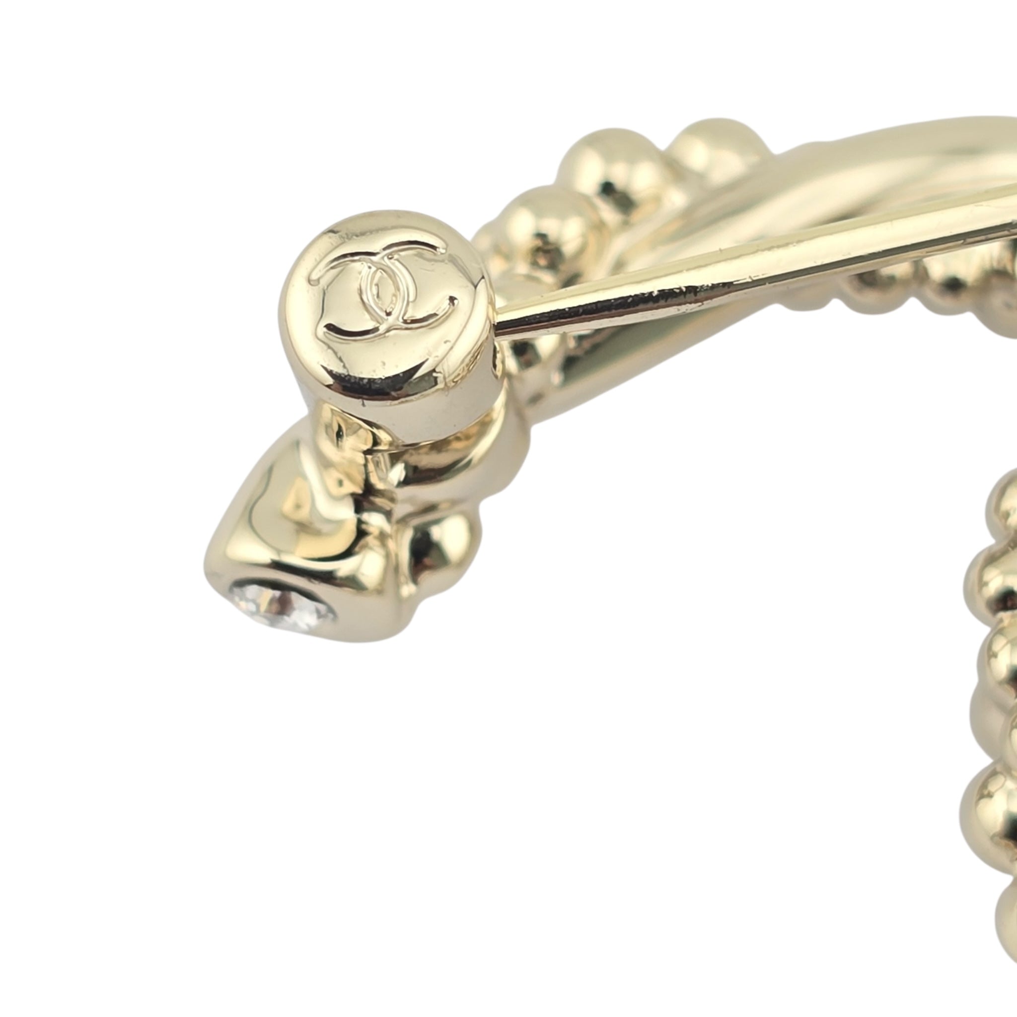 Chanel CC Twisted Gold Crystal Brooch 2023 CHANEL