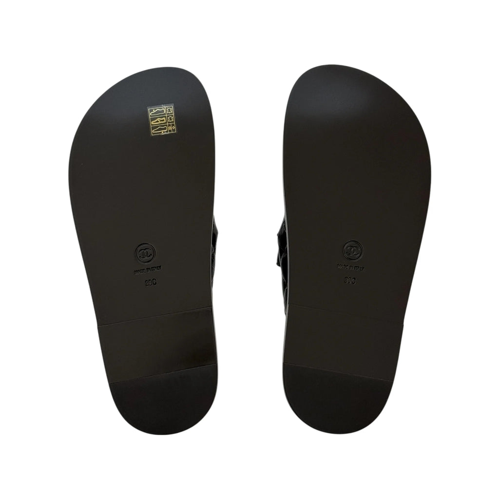 Chanel CC Black Lambskin Dad Sandals 24P - 39