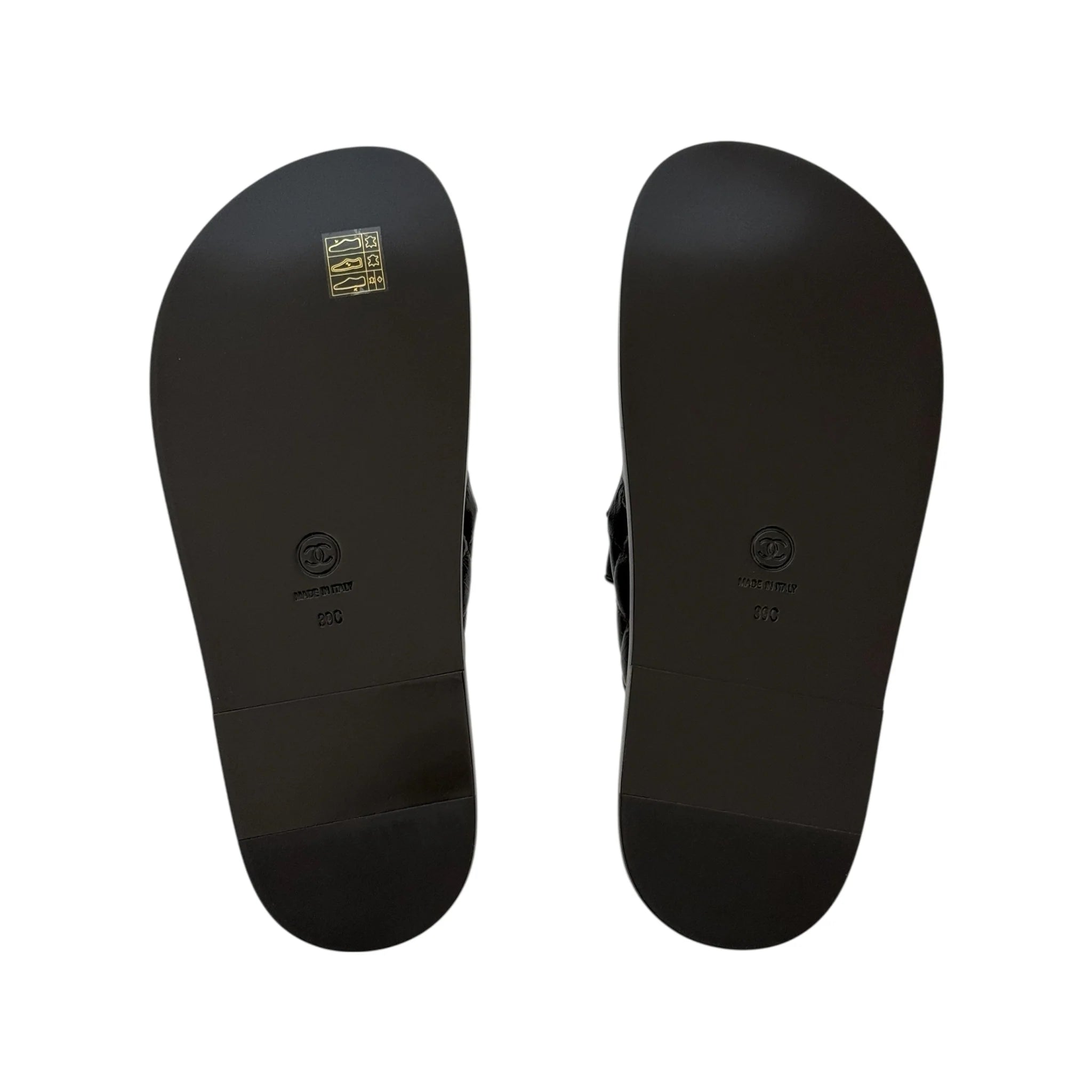 Chanel CC Black Lambskin Dad Sandals 24P - 39