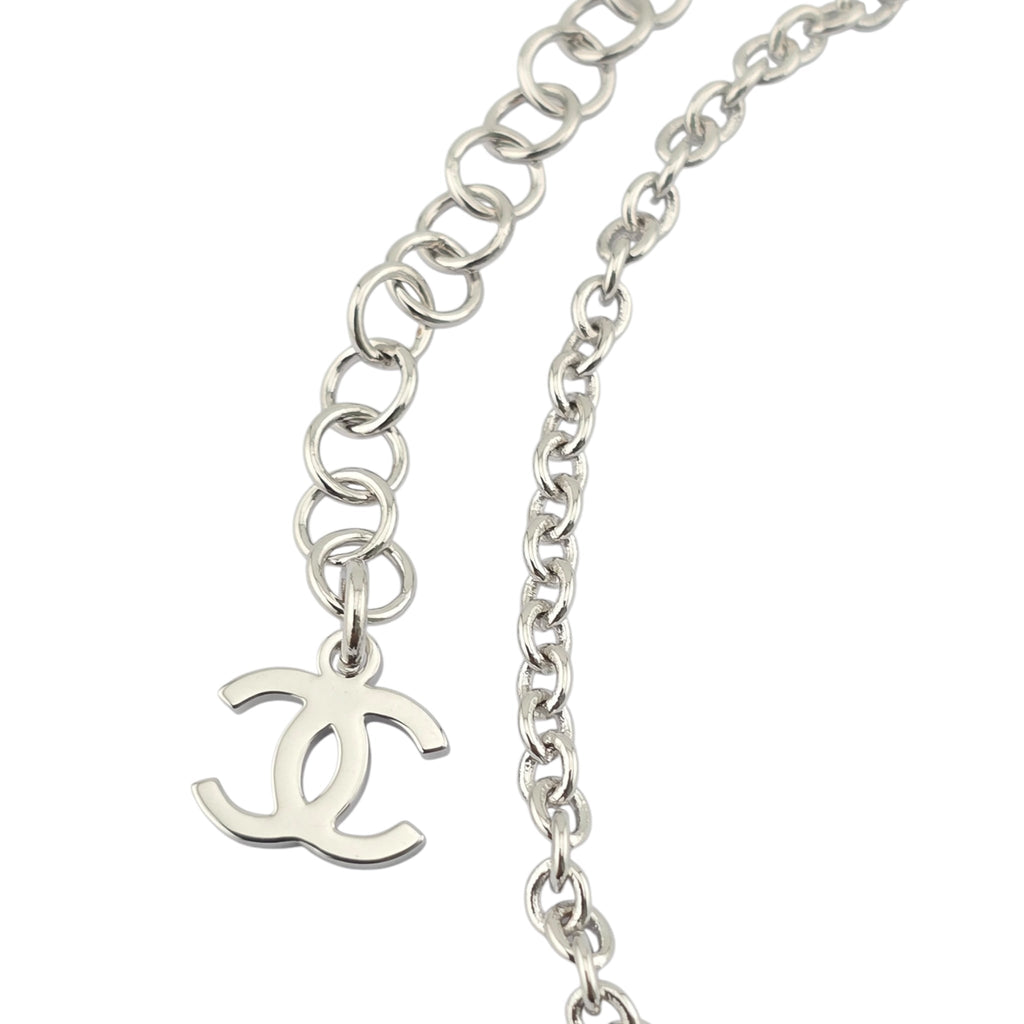 Chanel CC Silver Resin Pendant Necklace 2025 CHANEL