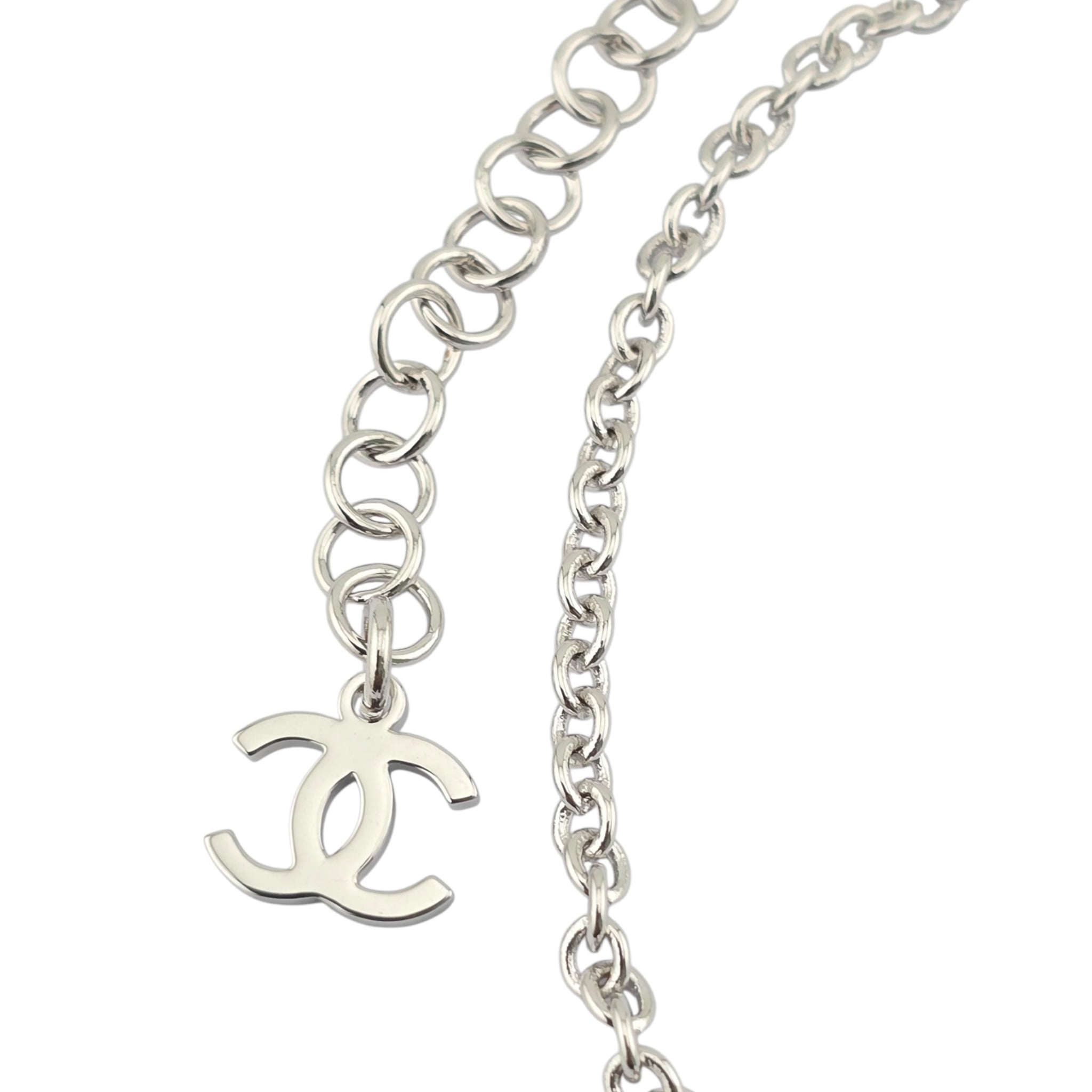 Chanel CC Silver Resin Pendant Necklace 2025 CHANEL