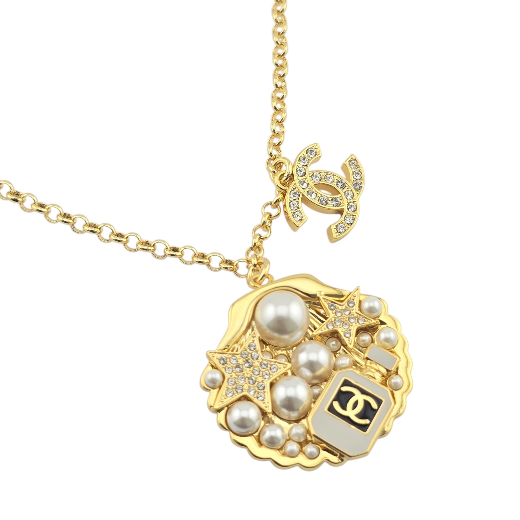 Chanel CC Shell Pendant Gold Necklace 2025 CHANEL