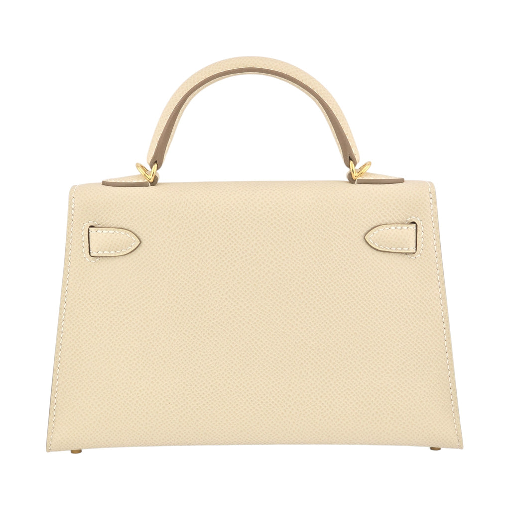 Hermes Mini Kelly II Epsom Craie Gold Hardware Bag HERMES