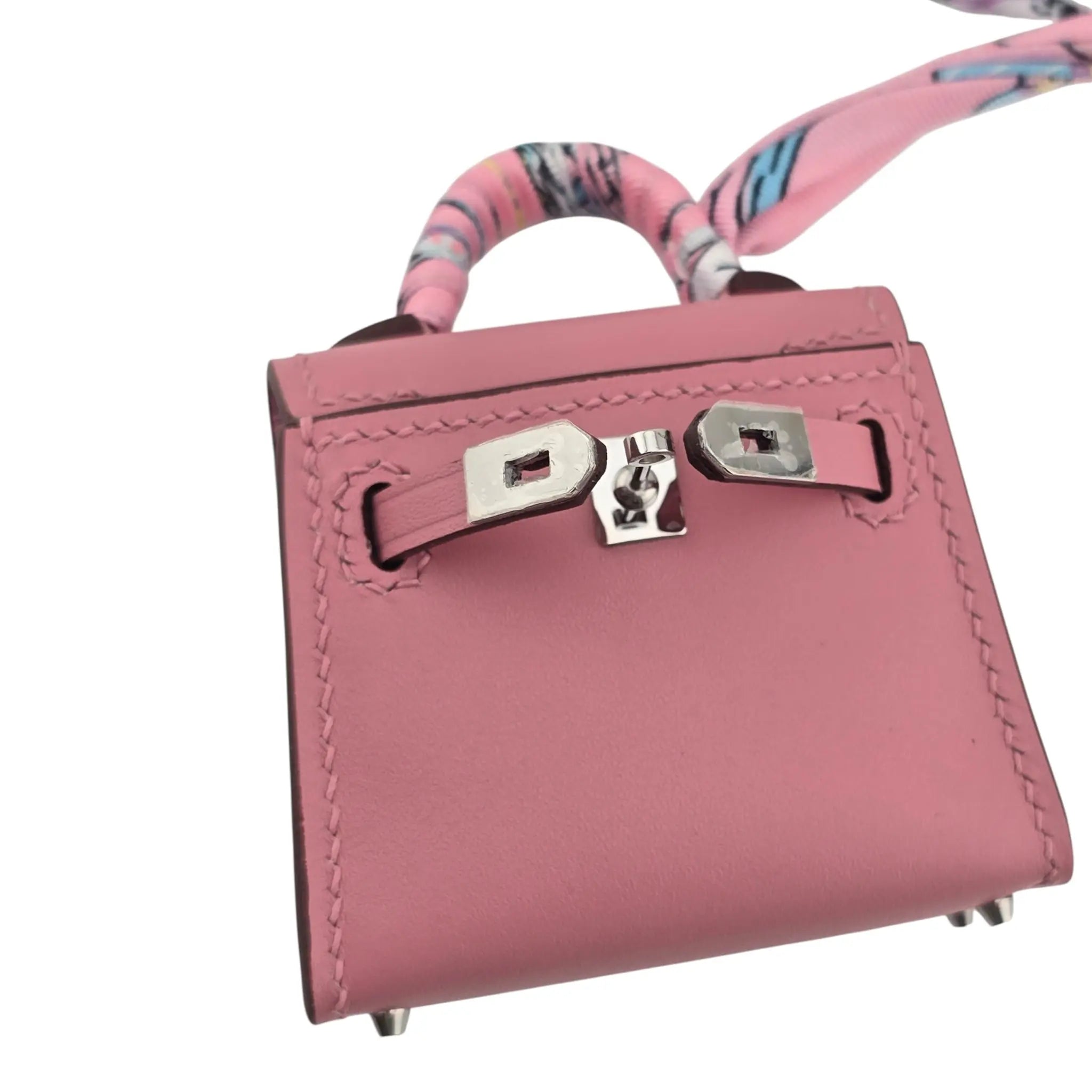 Hermes Rose Sakura Tadelakt Mini Kelly Twilly Bag Charm Palladium Hardware HERMES