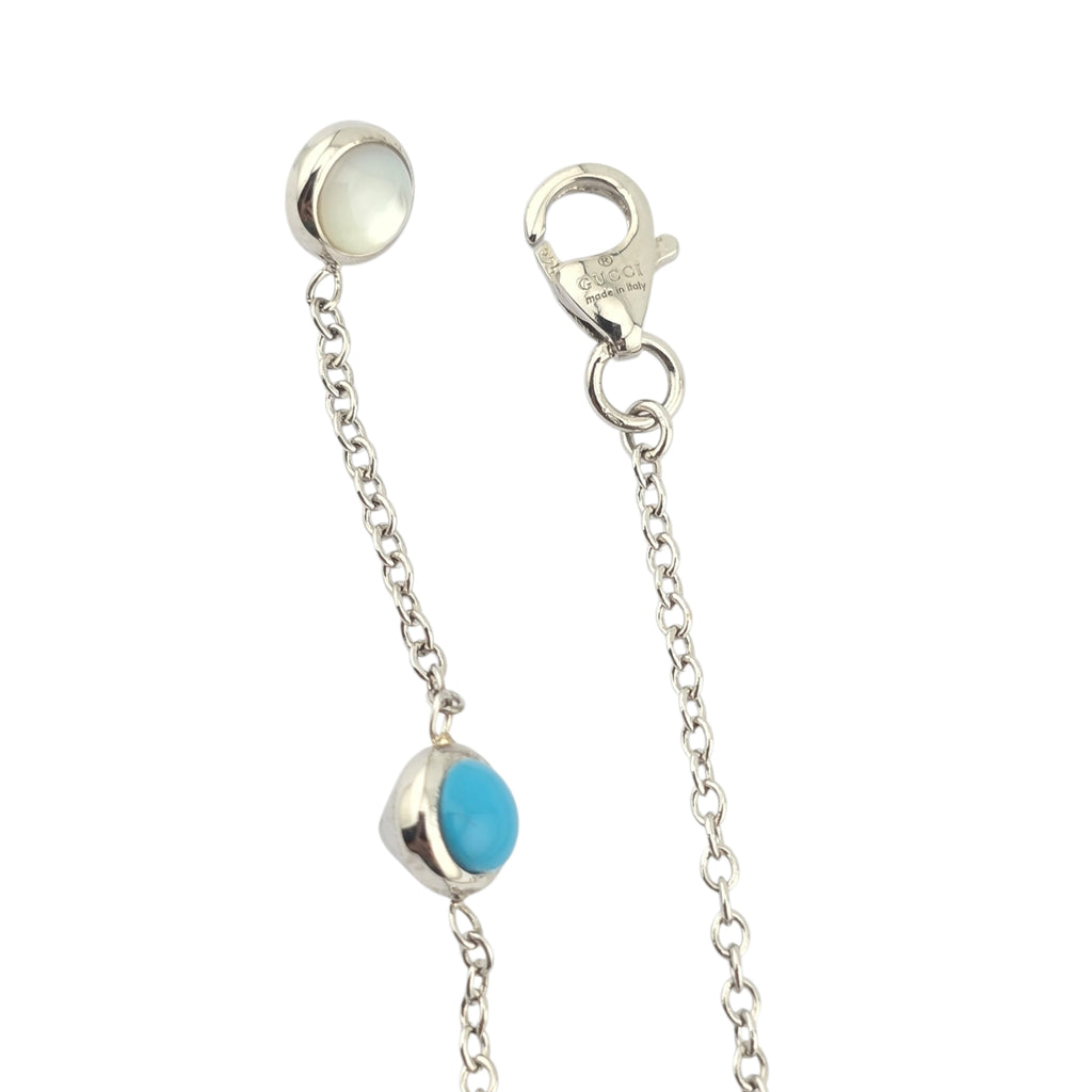 GUCCI GG Marmont Sterling Silver Mother of Pearl Necklace