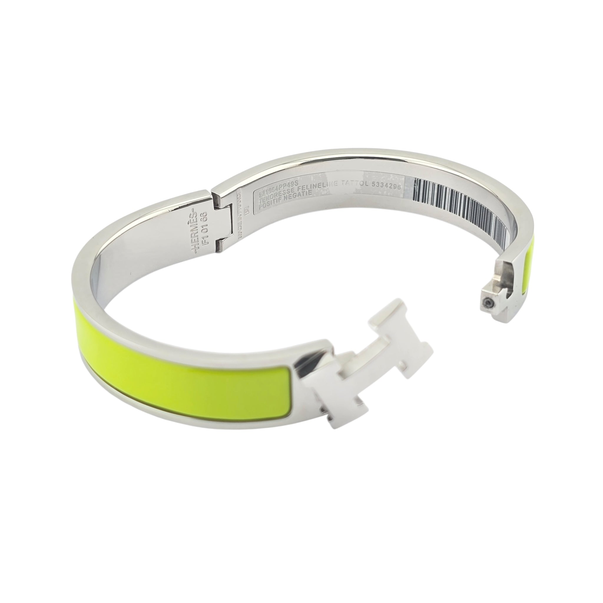 Hermes Clic H Bracelet Neon Green Palladium GM