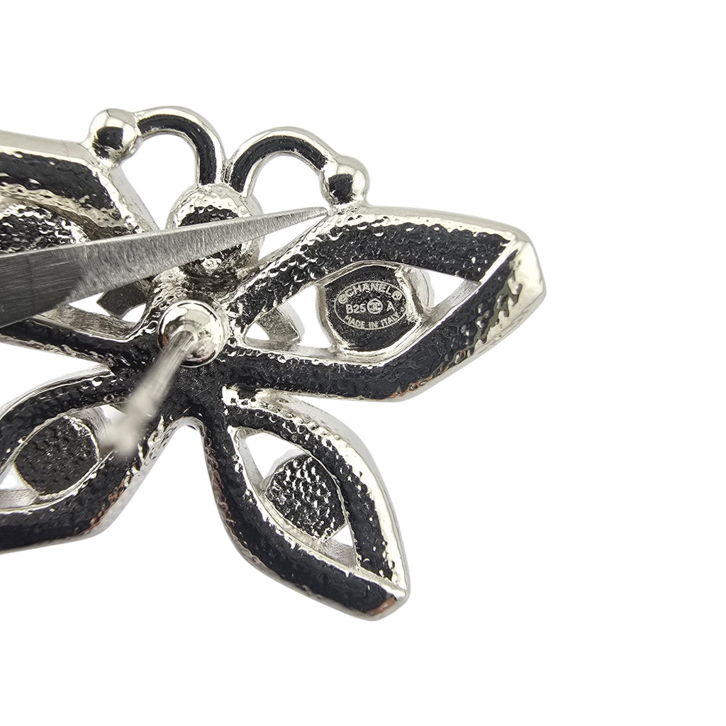 Chanel CC Butterfly Silver Crystal Bracelet B25