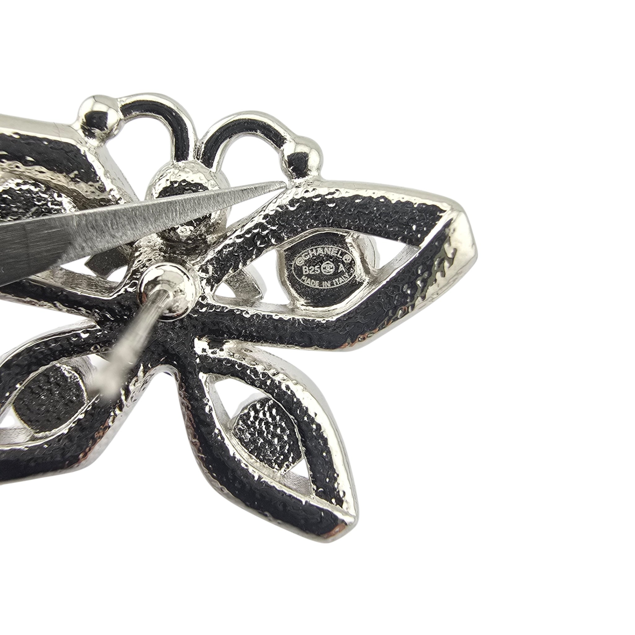 Chanel CC Butterfly Silver Crystal Bracelet B25