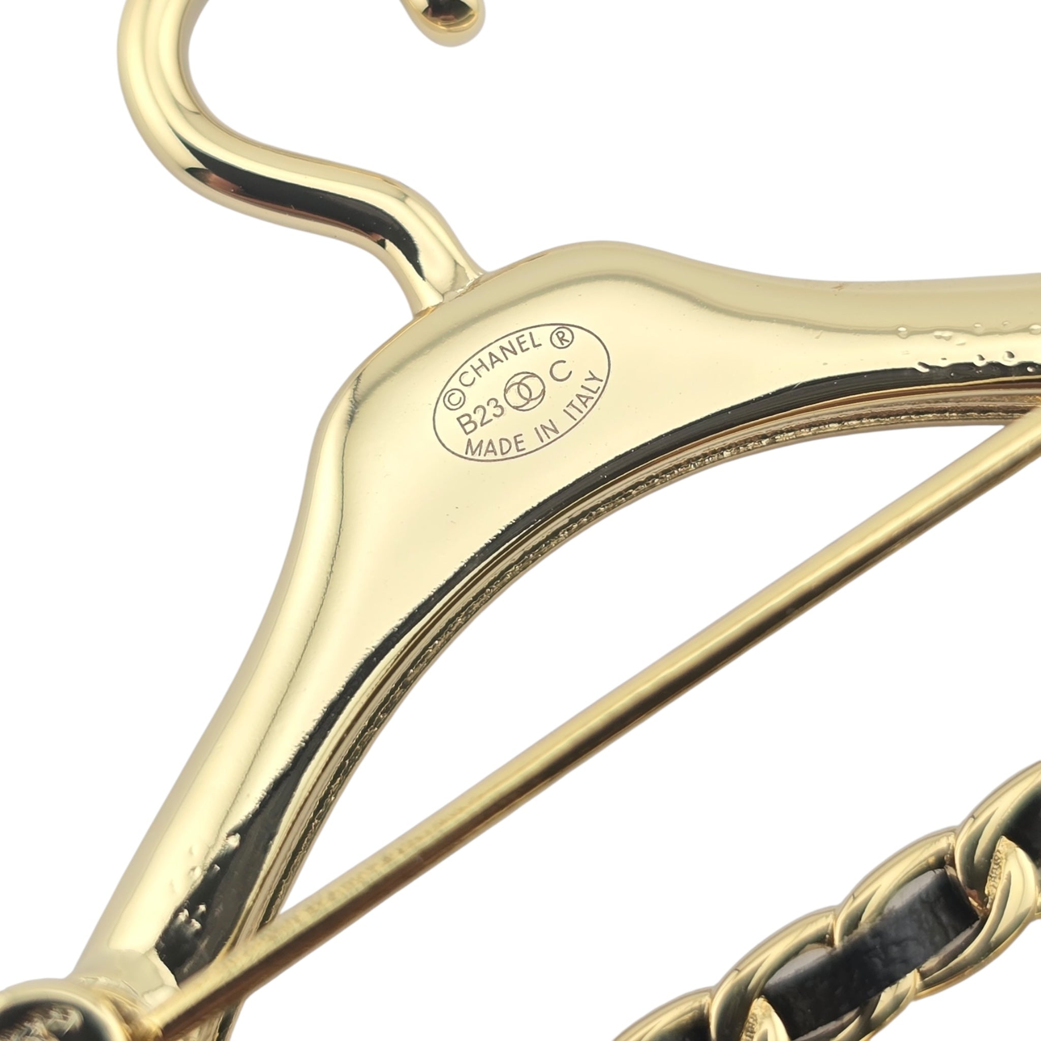 Chanel CC Crystal Charms Hanger Brooch Gold Black 2023