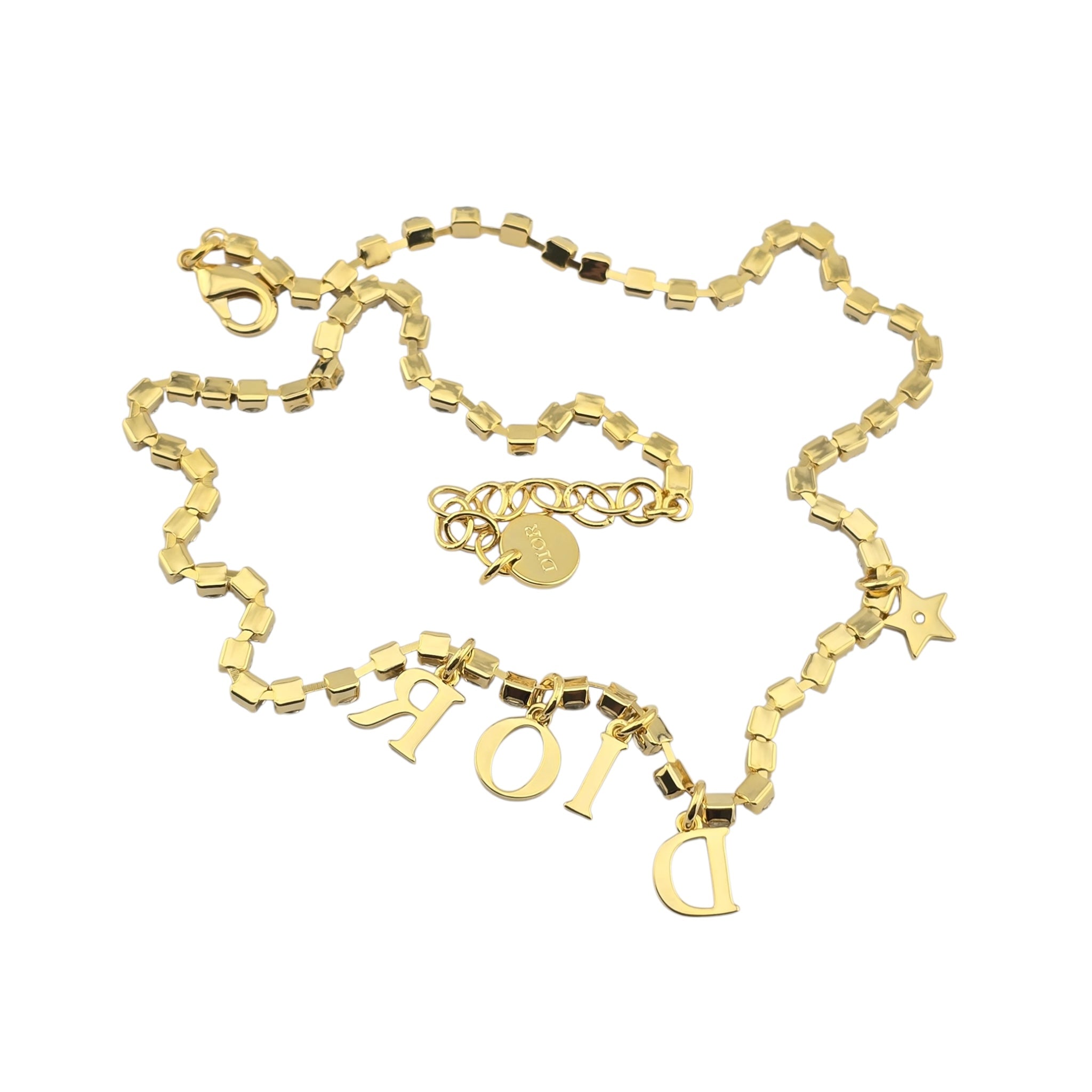 Christian Dior Crystal Gold Logo Necklace