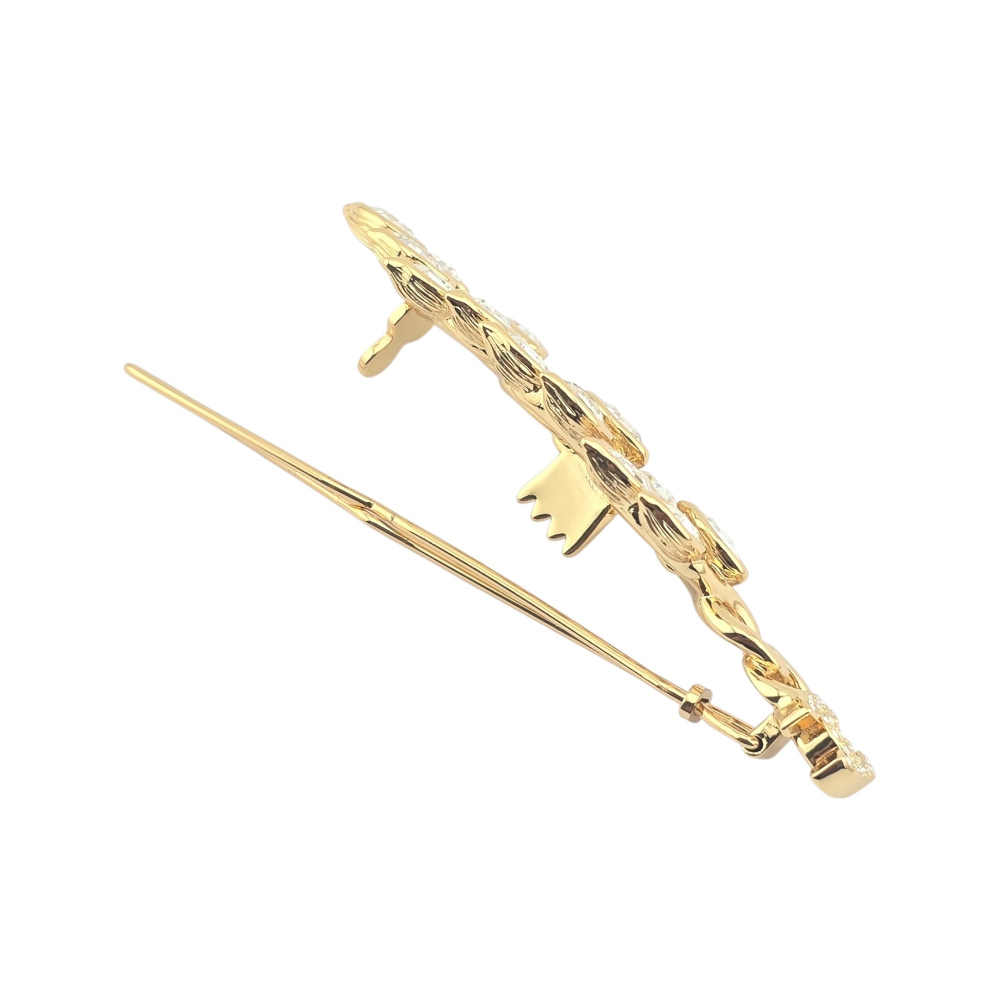 Chanel CC Gold Crystal Leaf Hair Pin 2022