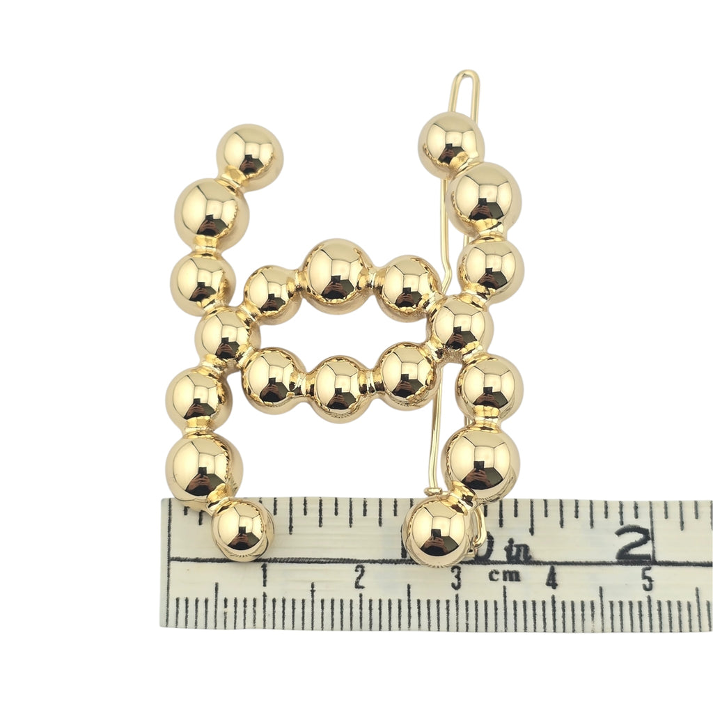 Chanel CC Metal Beaded Hair Clip Gold