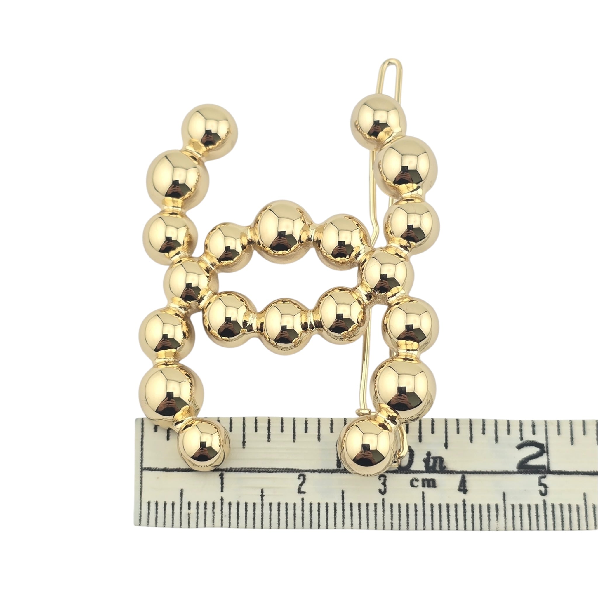 Chanel CC Metal Beaded Hair Clip Gold