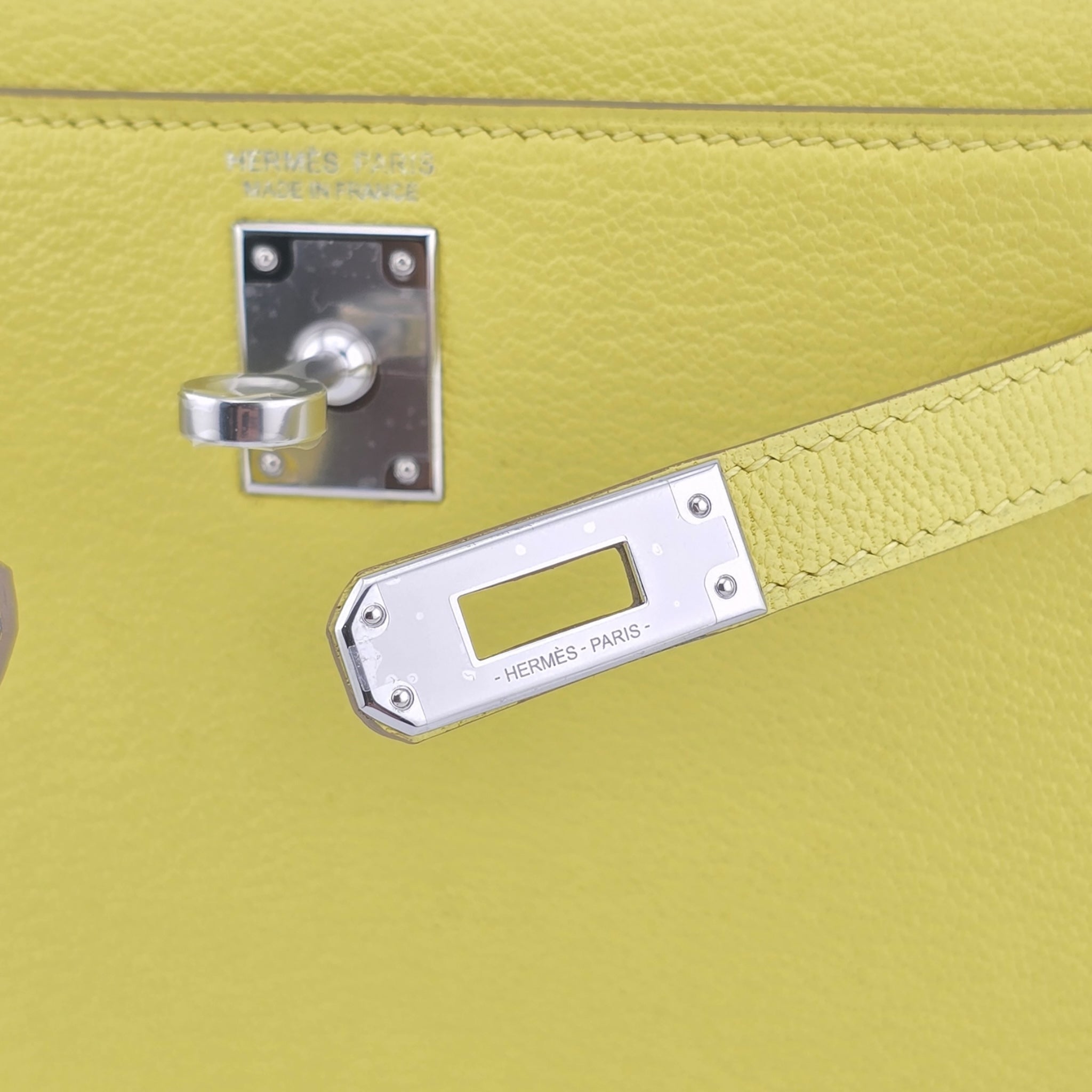 Hermes Mini Kelly II Chèvre Lime Palladium Hardware Bag