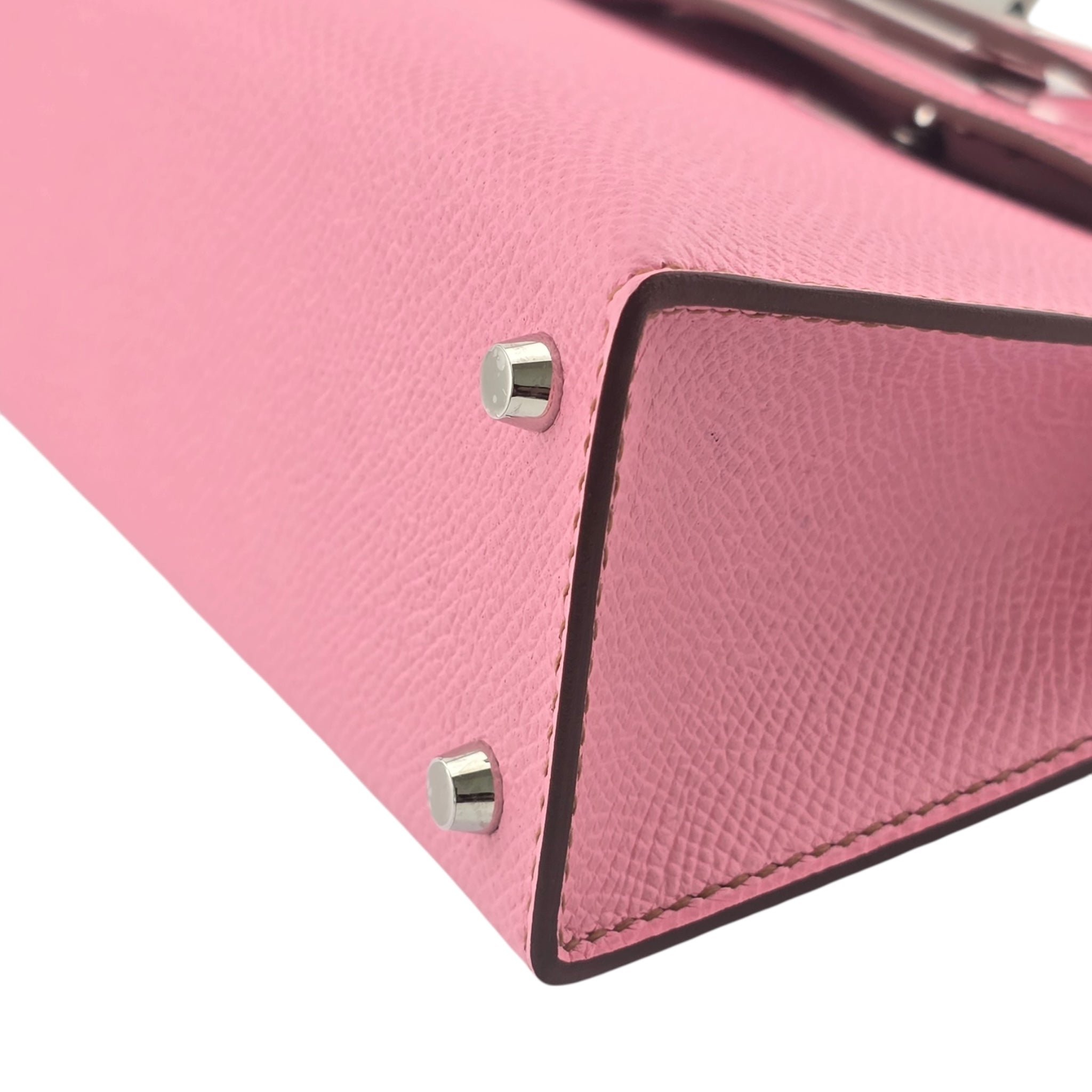 Hermes Mini Kelly II Epsom 5P Bubblegum Pink Palladium Hardware Bag