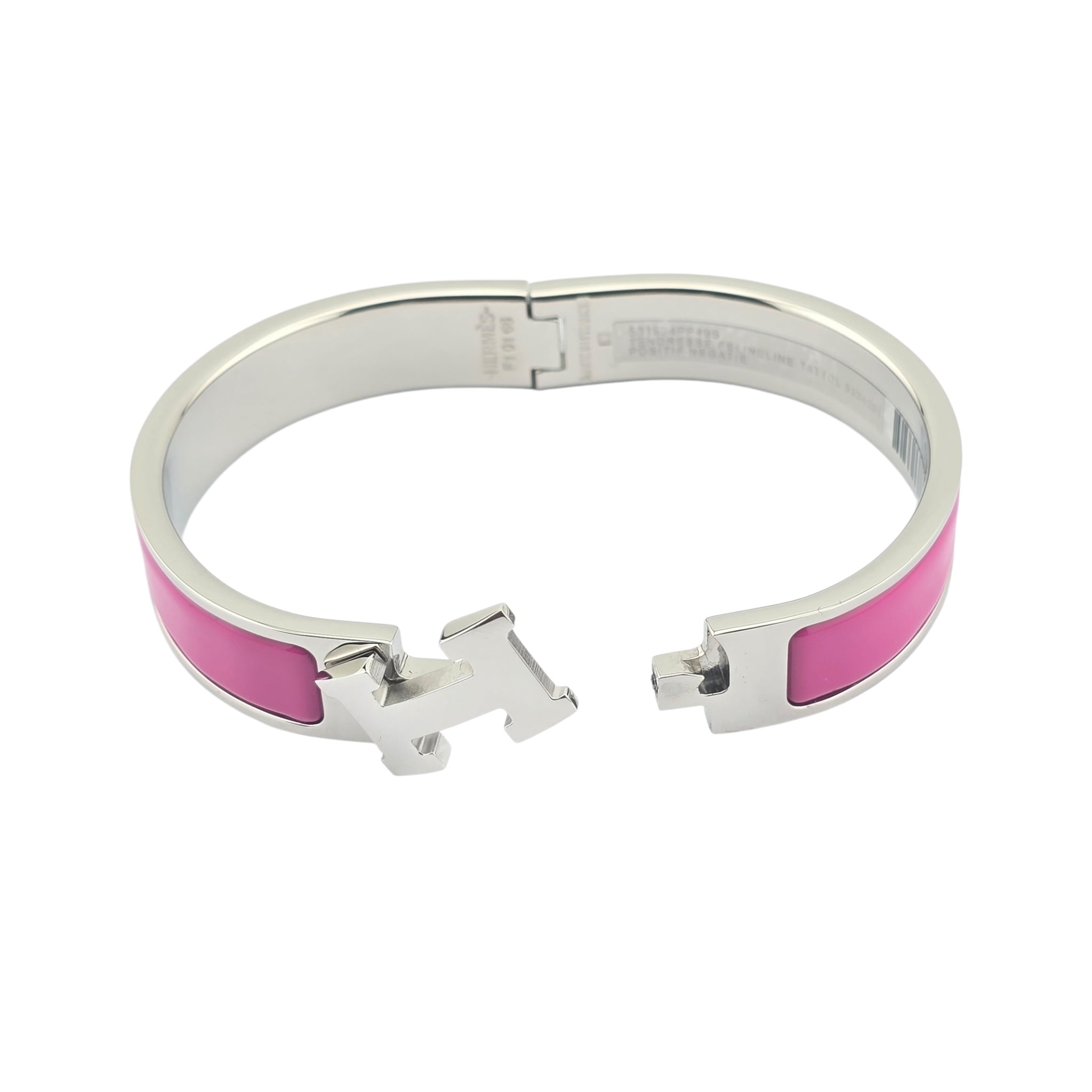 Hermes Clic H Bracelet Rose Azalee Palladium GM